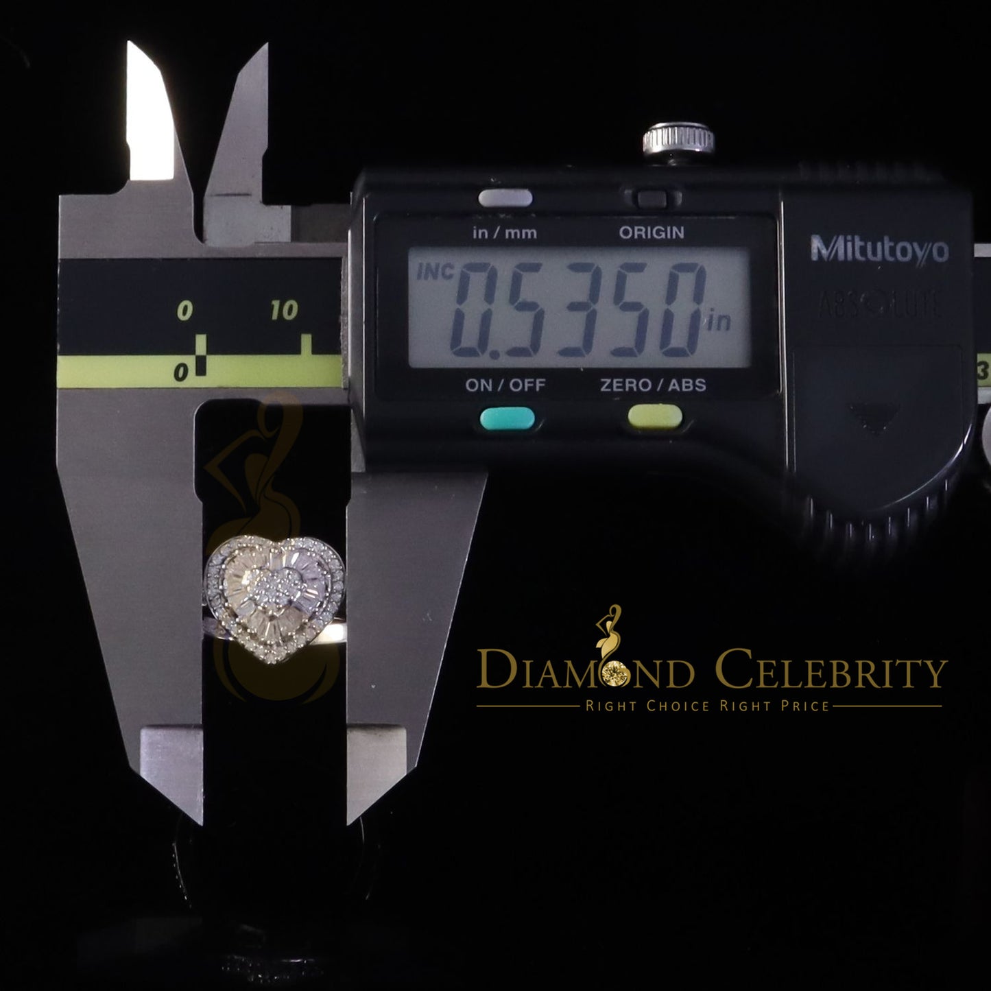 DiamondCelebritees Womens Heart 925 White Silver 1.00ct VVS 'D' Baguette Moissanite Ring Size 7
