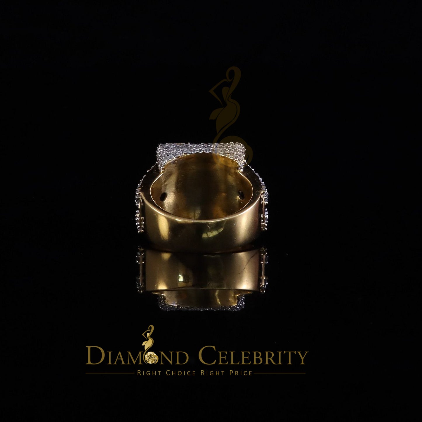 DiamondCelebritees 925 Yellow Silver 5.00ct VVS 'D' Moissanite Stone Men's for Square Rings Size 10