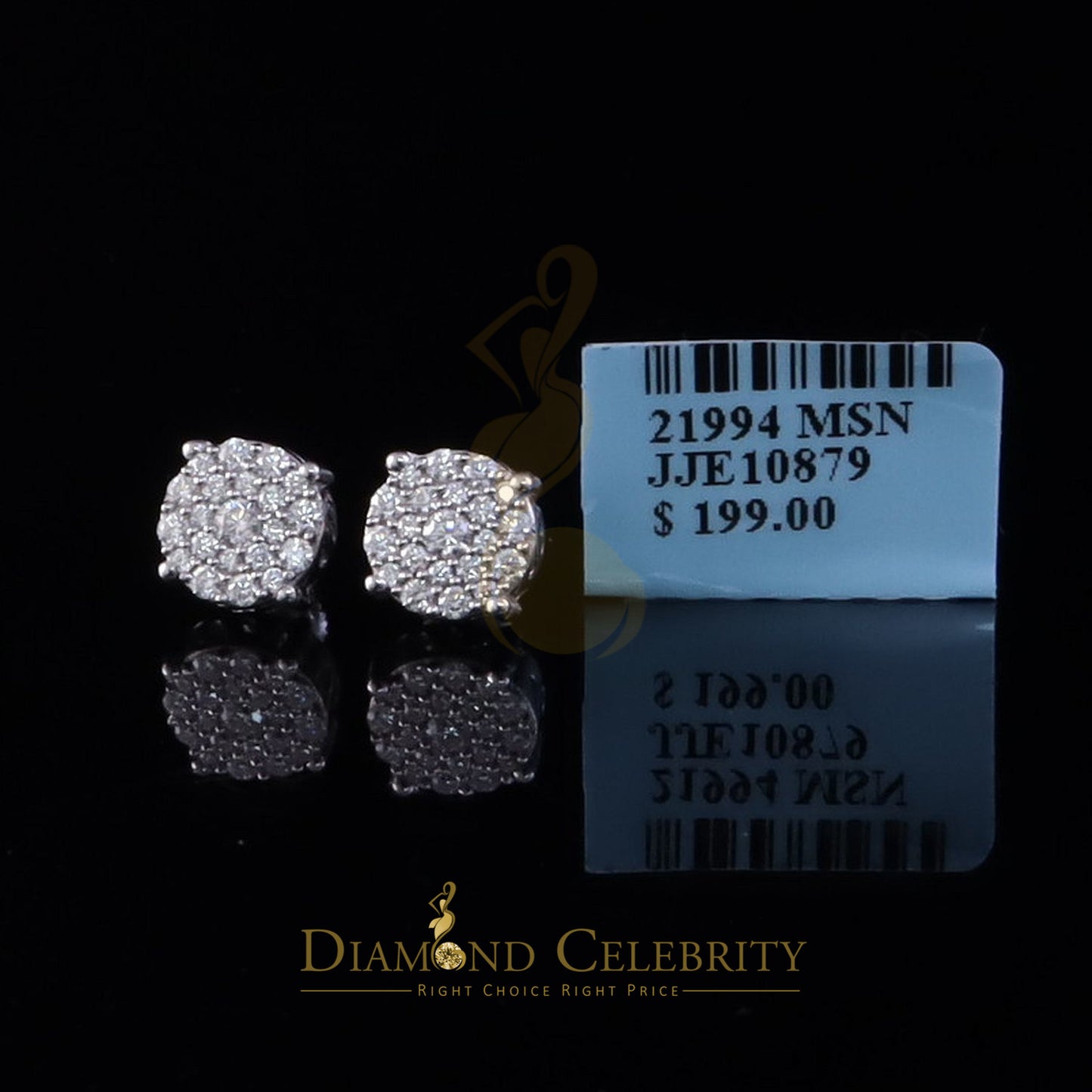 Diamondcelebritees Round Women's/Men's 925 Silver White 0.50ct VVS D Moissanite Round Stud Earrings