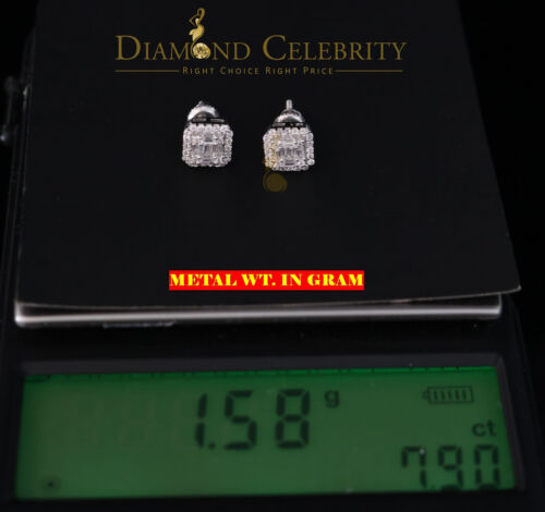DiamondCelebritees 925 Hip Hop White Sterling Silver 0.64ct Cubic Zirconia Women's Square Earrings