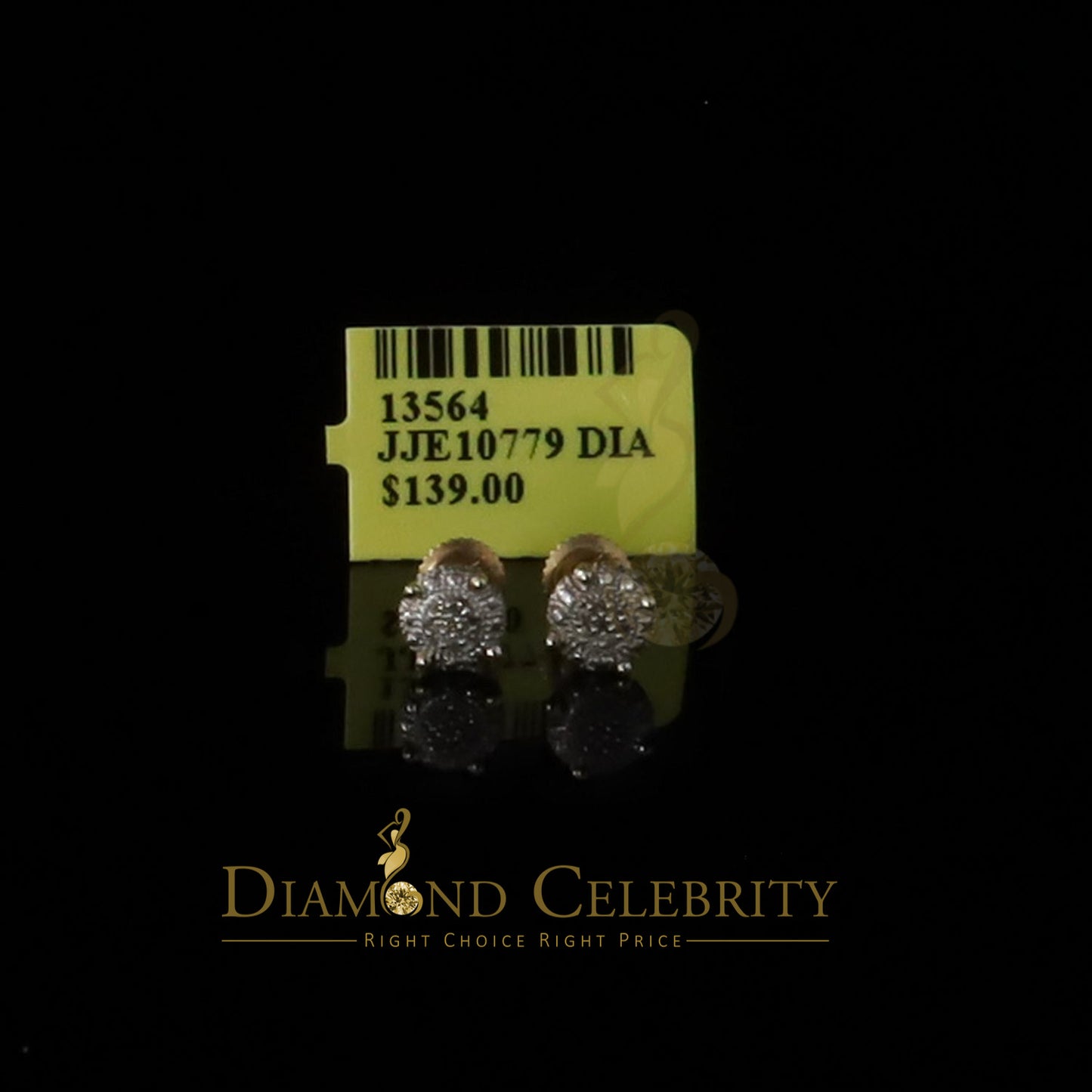 DiamondCelebritees 0.05ct Real Diamond 925 Sterling Silver Yellow For Men's & Women's Round Earring