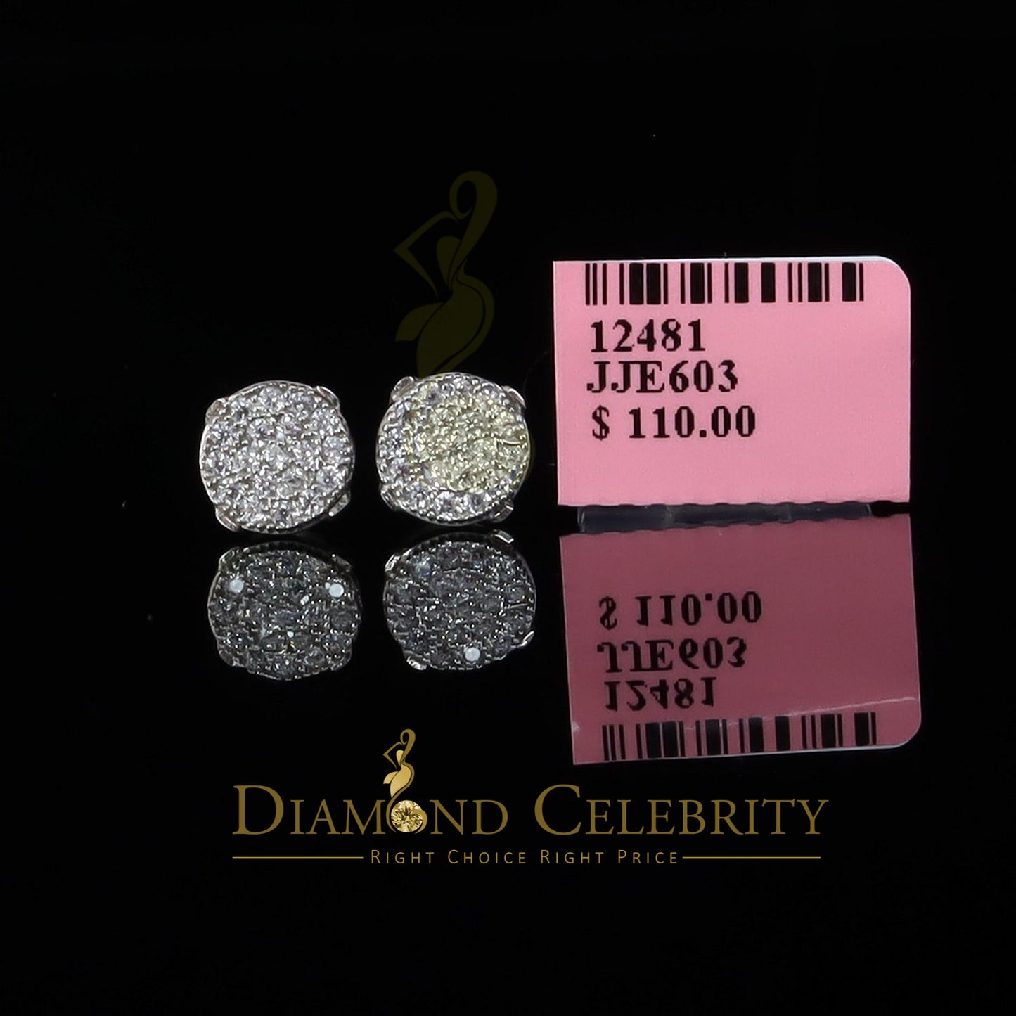 DiamondCelebritees White 925 Sterling Silver 0.76ct Cubic Zirconia Women's Hip Hop Round Earrings