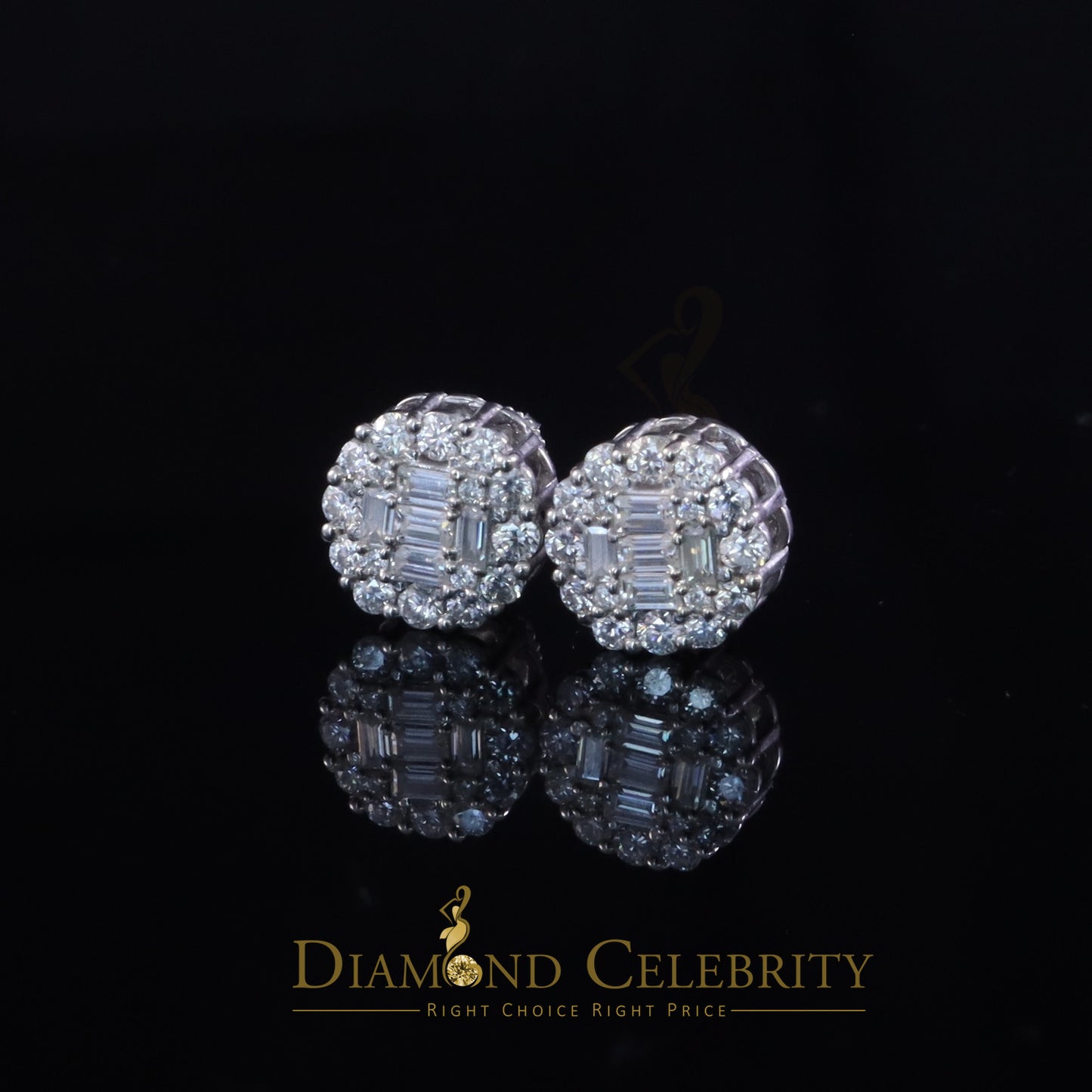 Diamondcelebritees Men's/Womens 925 Silver White 1.50ct VVS 'D' Moissanite Round Stone Earrings