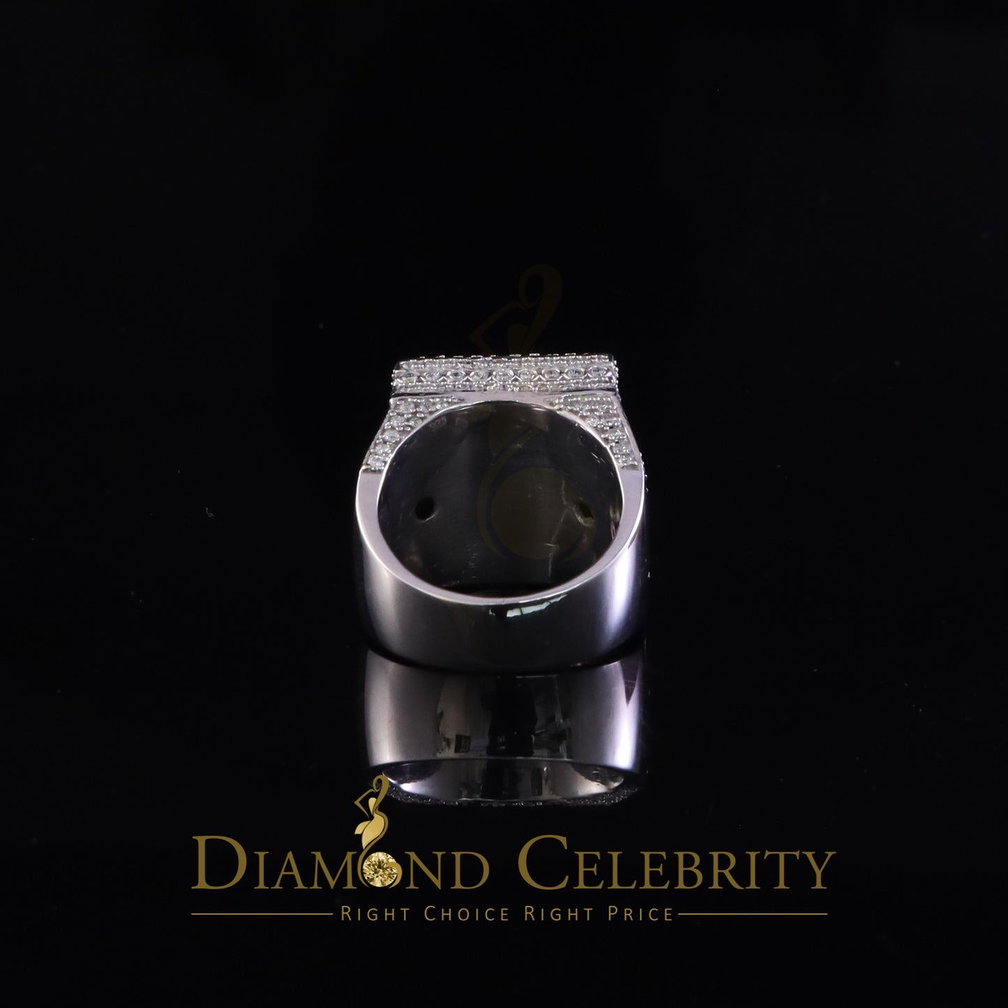DiamondCelebritees Men's 925 White Silver 5.50ct VVS 'D' Moissanite Stone 3D Square Rings Size 10