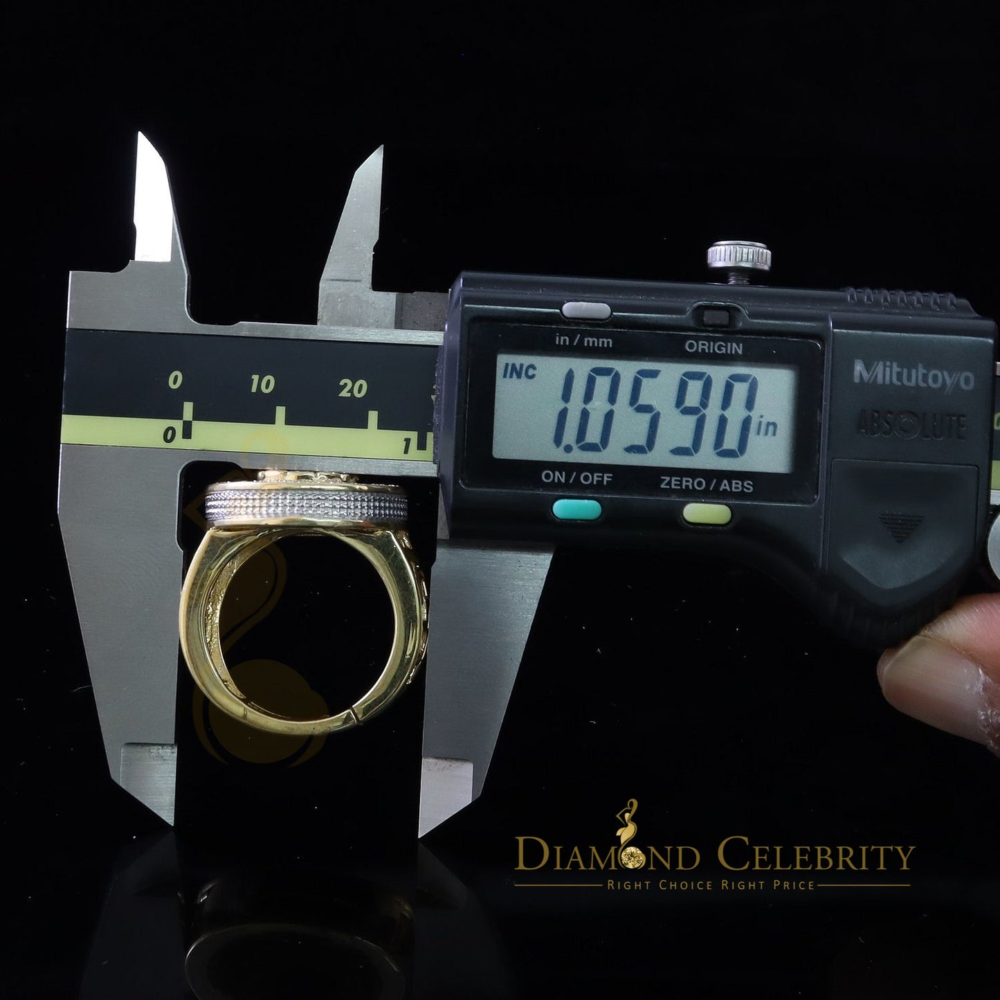 0.40 CT Real Diamond 925 Yellow Silver Mens Adjustable Ring From Size 10 to 12