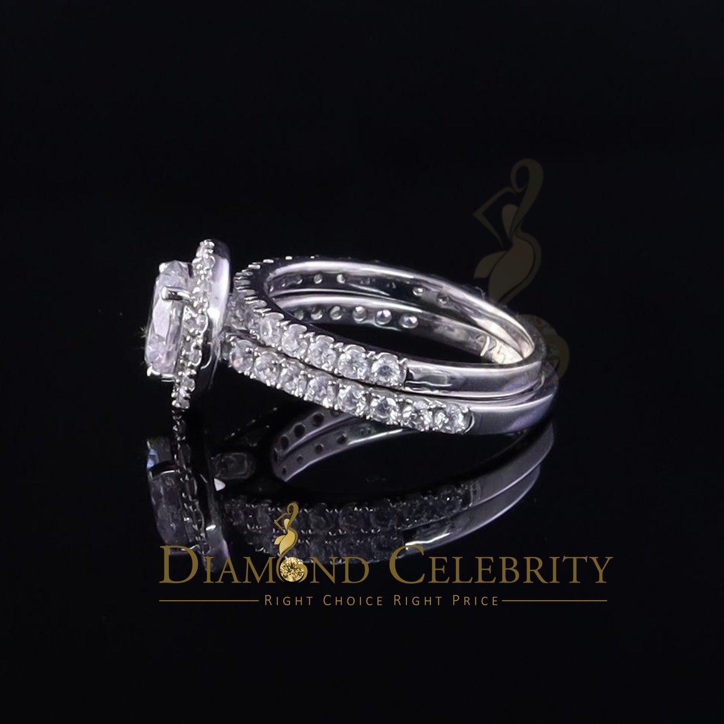 DiamondCelebritees 4.58ct White Cubic Zirconia 925 Sterling Silver Bridal Fashion Womens Ring SZ 7