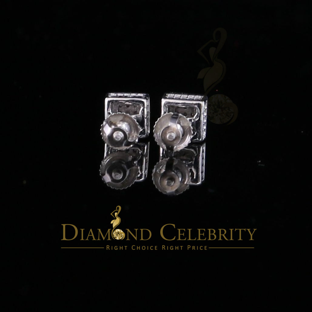 DiamondCelebritees 925 Sterling Silver 0.05ct Diamond White Square Earring For Men's / Women's