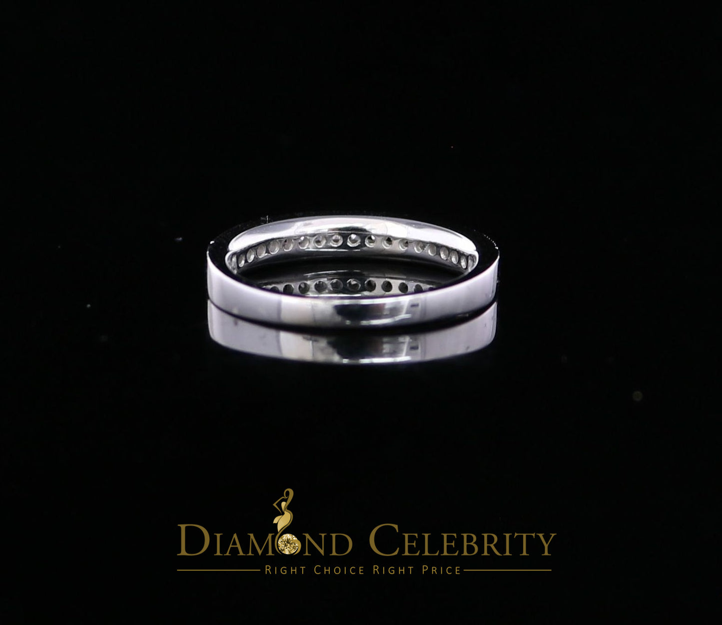 DiamondCelebritees Real 14kt White Gold with 0.20 CT Real Diamond Band Round Shape Ring Size 7