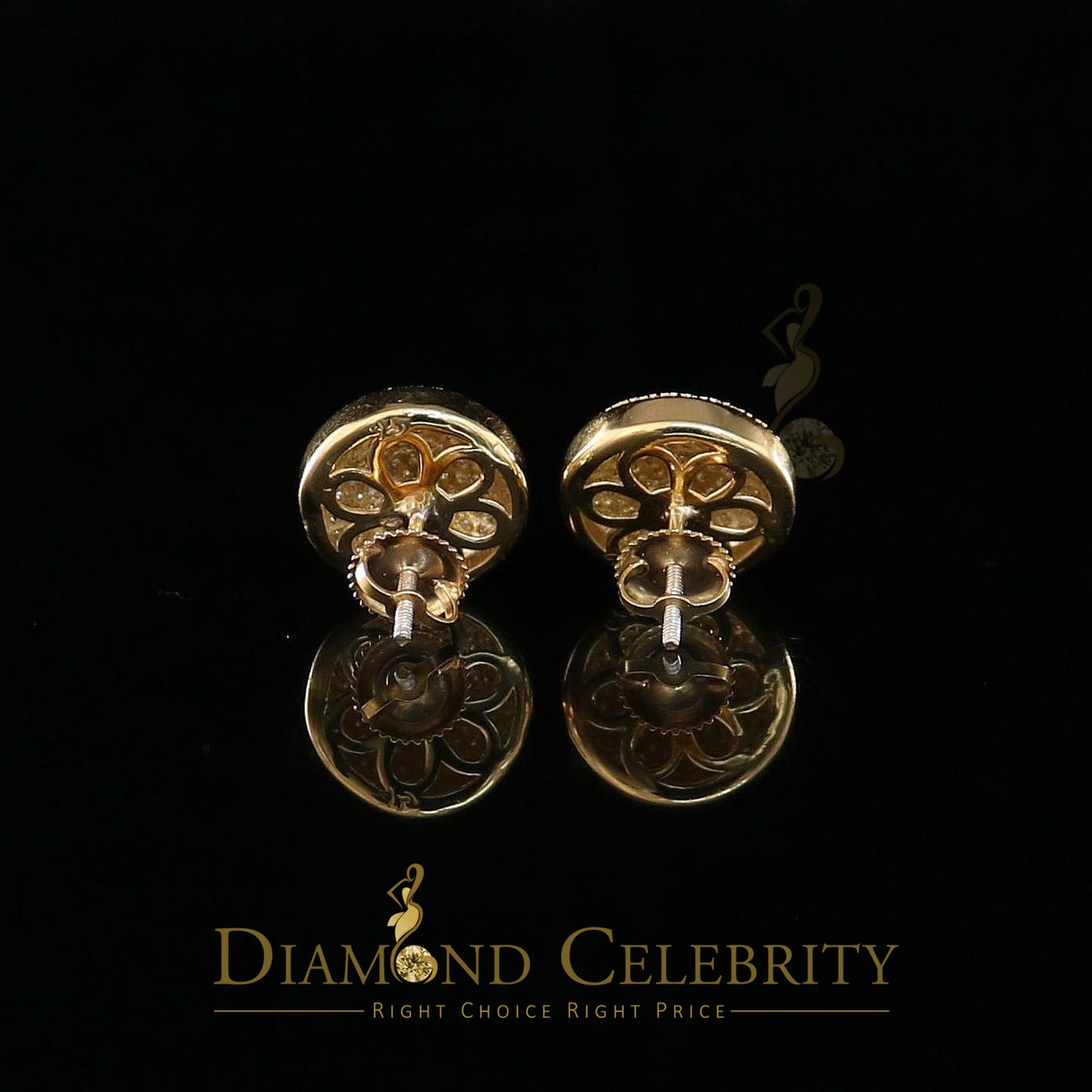 DiamondCelebritees 925 Sterling Silver Yellow Hip Hop 0.66ct Diamond Men's/ Women's Stud Earrings