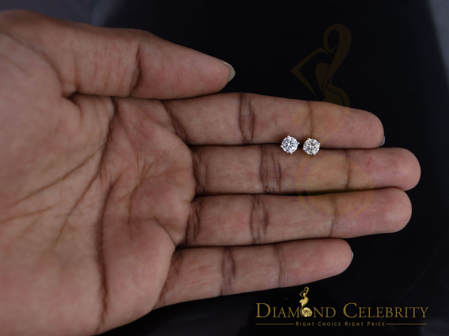 DiamondCelebritees 1.25ct VVS 'D' Moissanite Men's/Womens 925 Silver Yellow Round Stud Earrings