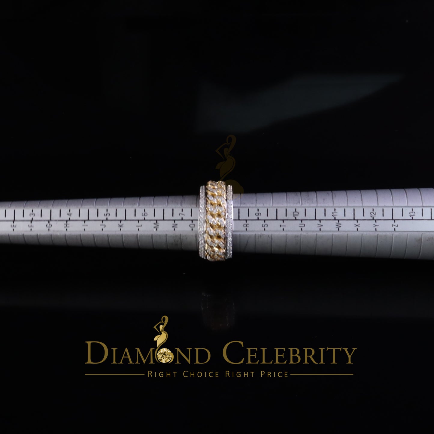 DiamondCelebritees 1.50ct Cuban Band 925 Silver For Men's & Women's Moissanite White Ring Size 8