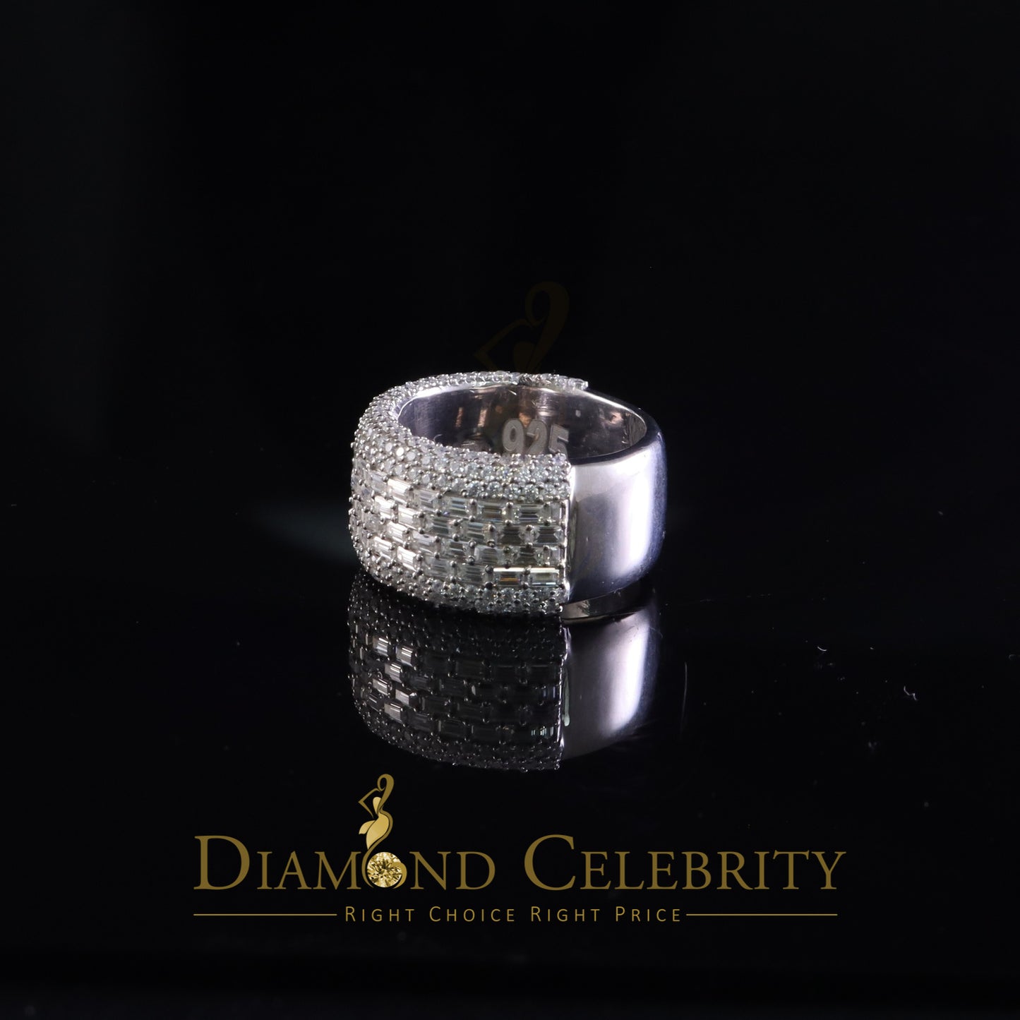 DiamondCelebritees Men's/Womens Silver White 6.00ct VVS 'D' Moissanite Baguette Stone Band Size 10