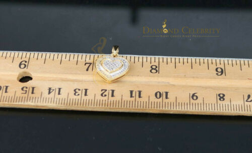 DiamondCelebritees Real 0.25ct Diamond 925 Sterling Silver HEART Charm Necklace Pendant in Yellow