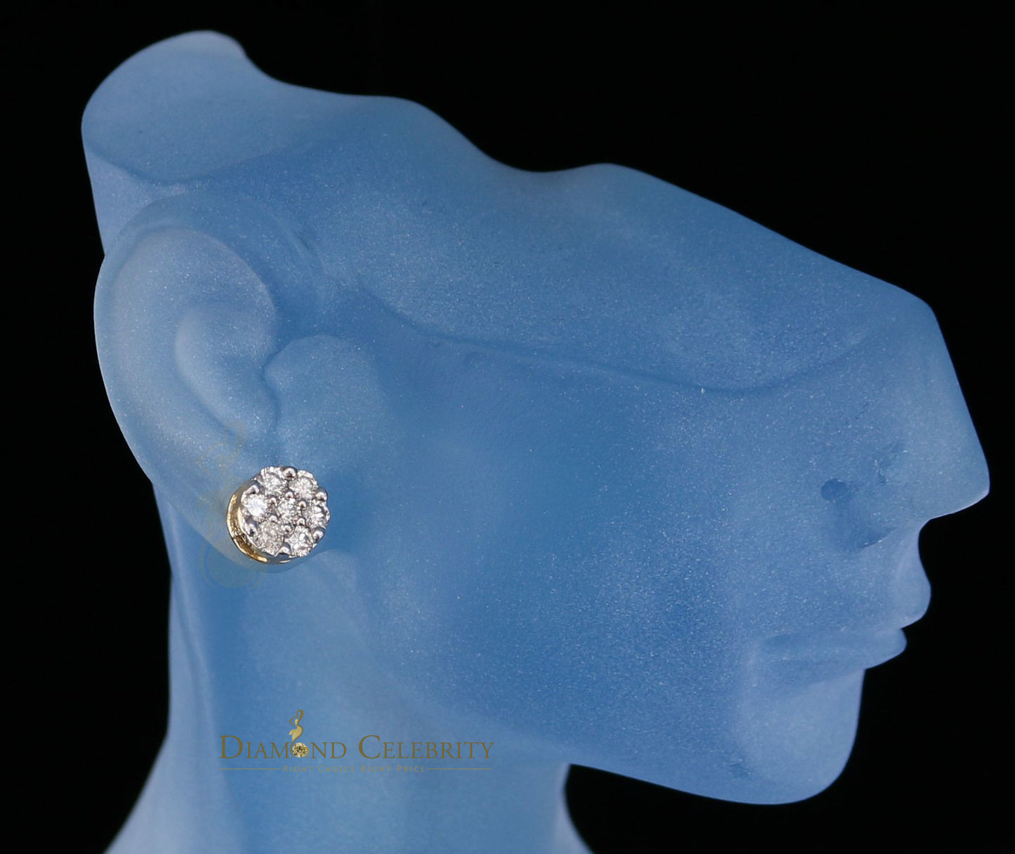 DiamondCelebritees 1.25CT Real Diamond with 10K Real Yellow Gold Men's/Women's Stud Earrings