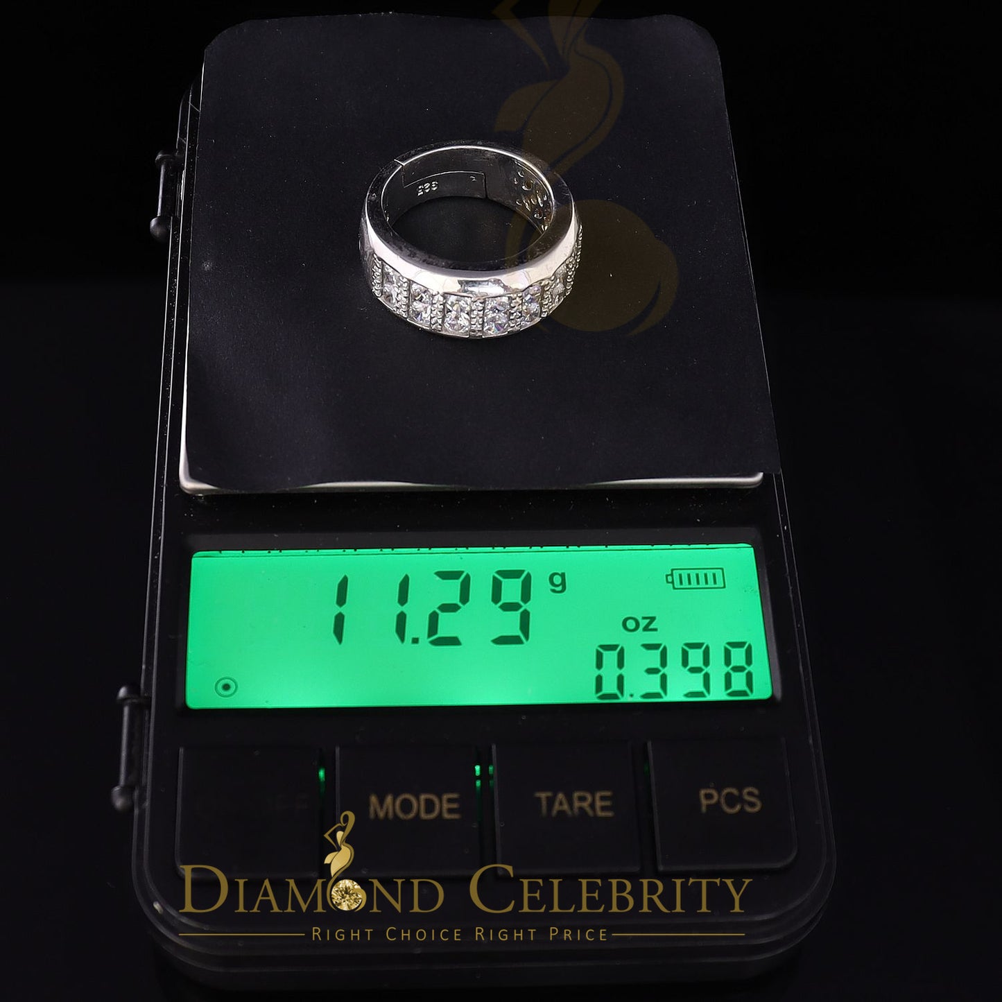 DiamondCelebritees Men's 3.0ct Cubic Zirconia white Silver Round Adjustable Ring From SZ 8 to 10