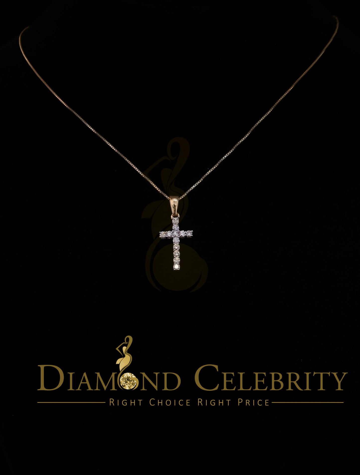 DiamondCelebritees 10k Real Gold Real Diamond 0.50ct CROSS Charm Fashion Yellow Style Pendant