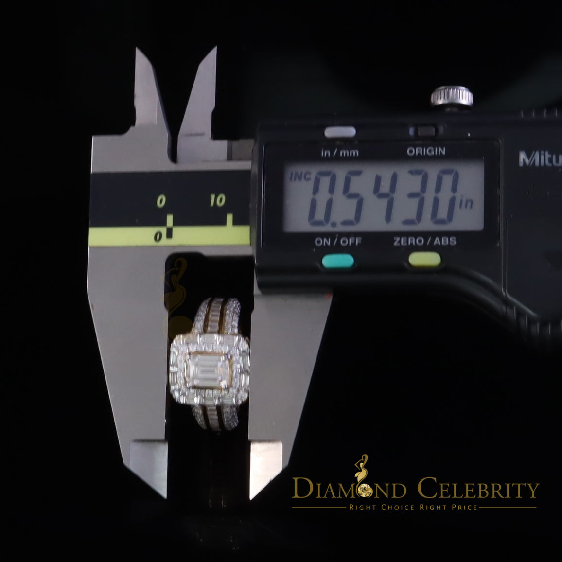 DiamondCelebritees 3.00ct VVS D Silver Yellow Emerald 925 Moissanite Square Baguette Ring SZ7 Women