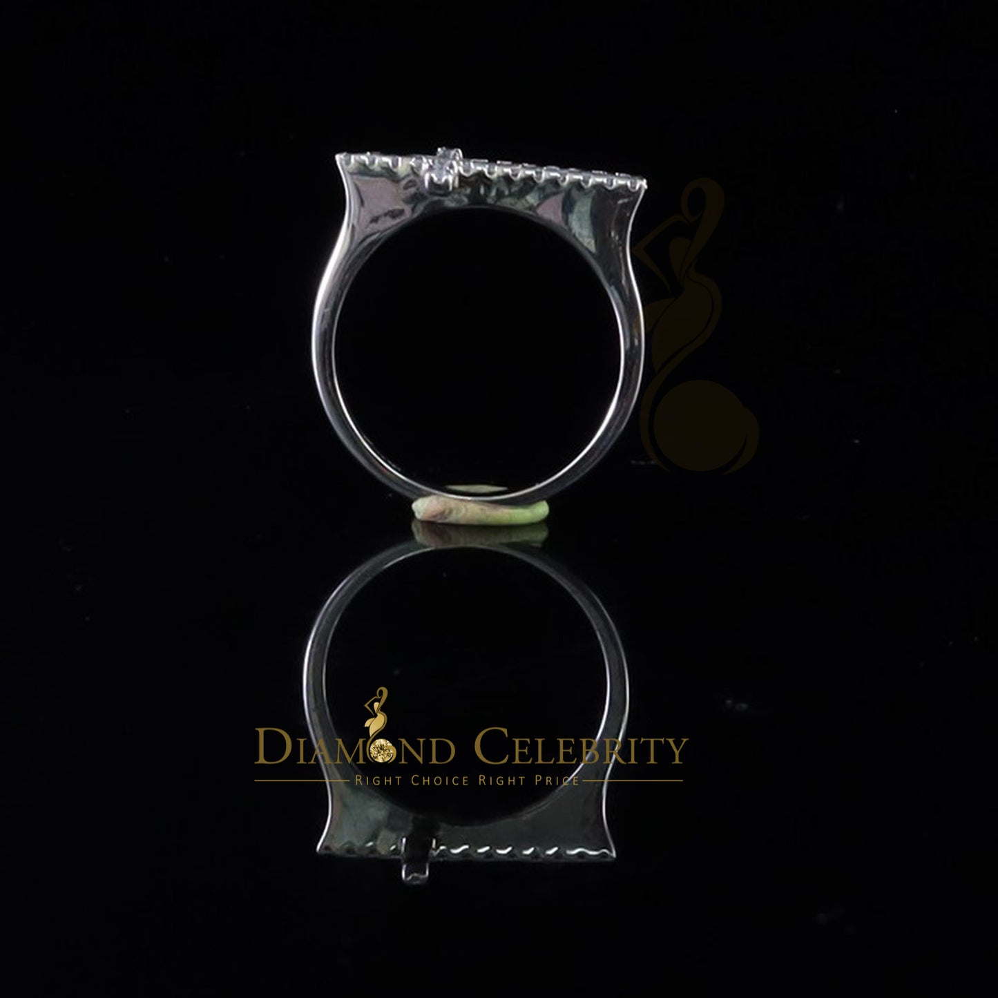 DiamondCelebritees 925 Sterling White Silver 0.19ct Cubic Zirconia Women's Cross Ring Size 6