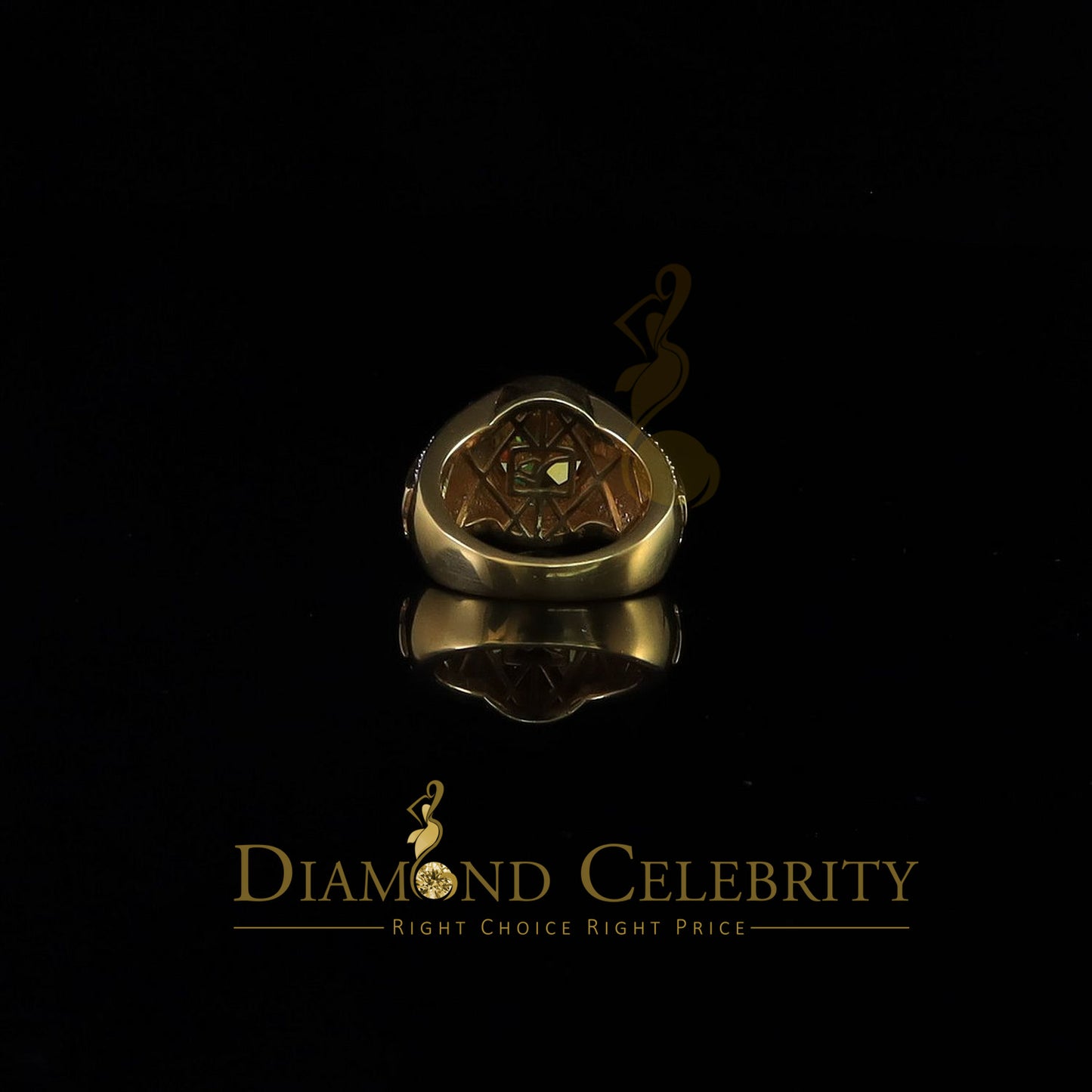 DiamondCelebritees 8.10ct Yellow Silver Oval Cubic Zirconia Men Adjustable Ring From SZ 9 to 11