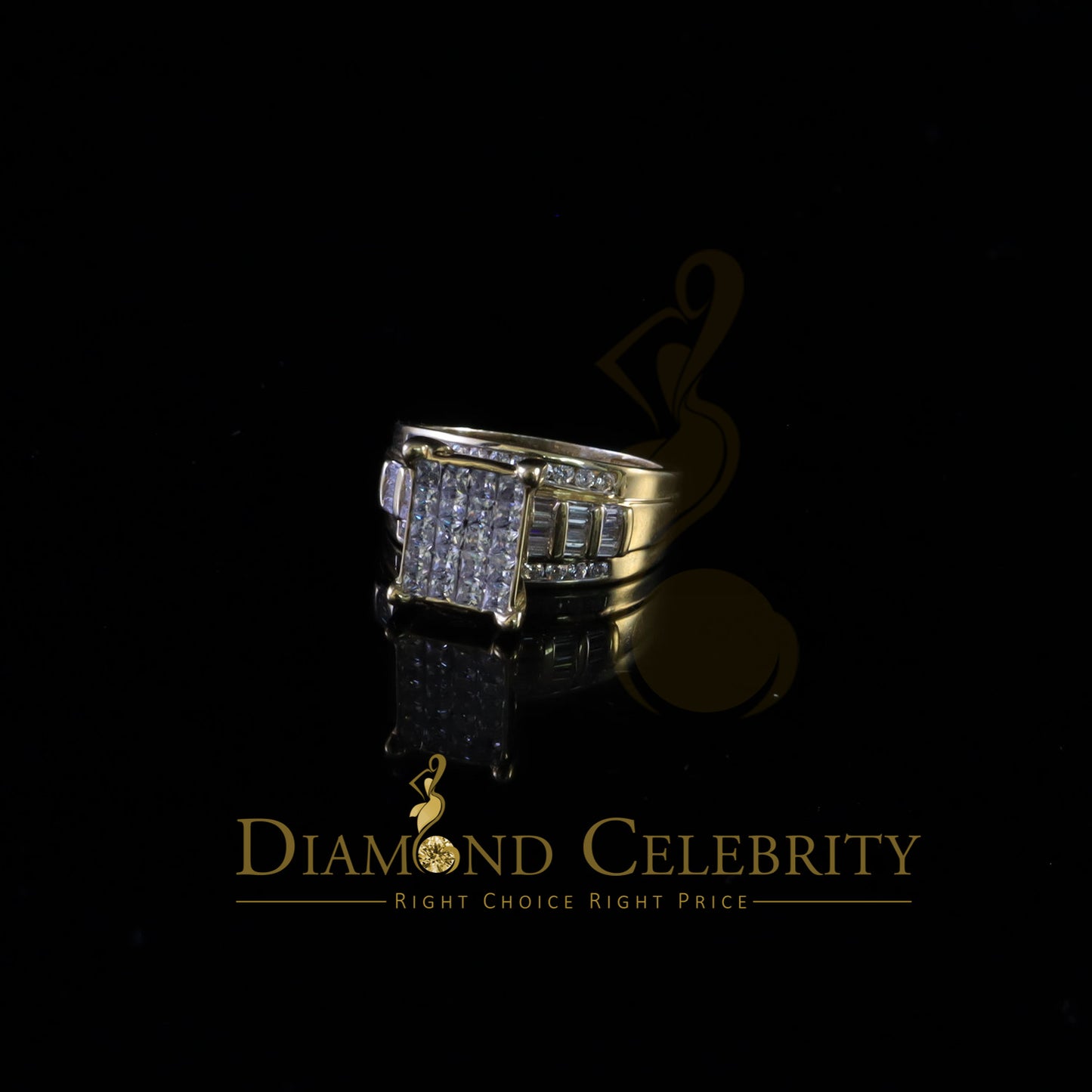 DiamondCelebritees Yellow Sterling Silver 3.00ct Cubic Zirconia Princes Engagement Ring Size 10