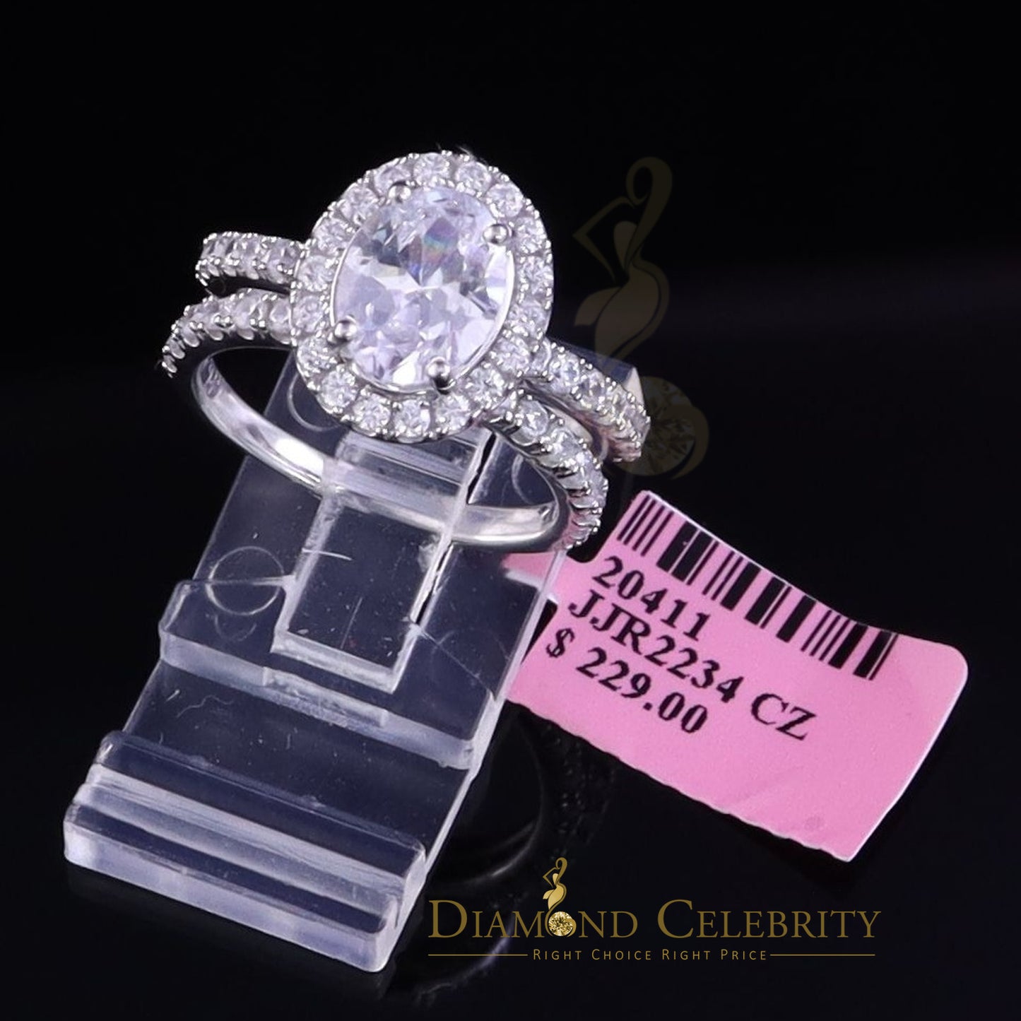 DiamondCelebritees 5.28ct White Cubic Zirconia 925 Sterling Silver Bridal Fashion Womens Ring SZ 7