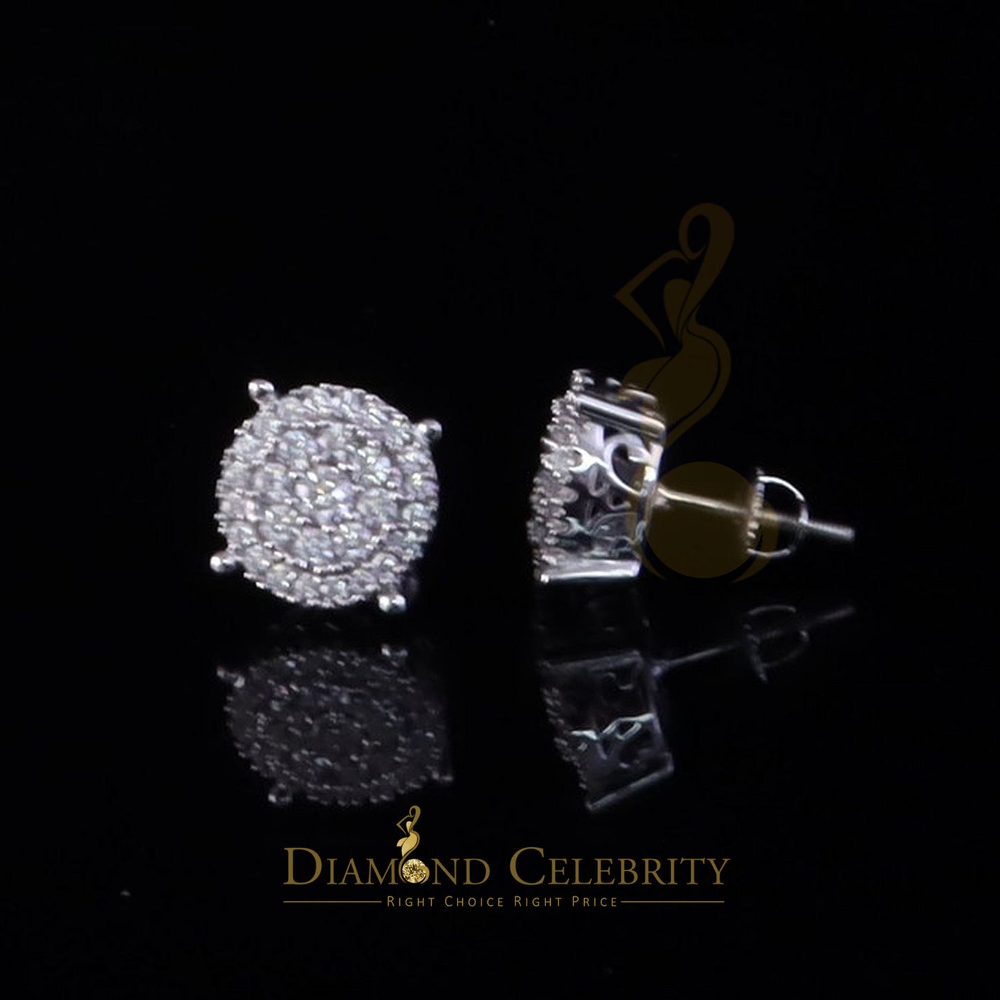 Diamondcelebritees Round Women's/Men's 925 Silver White 1.00ct VVS D Moissanite Round Stud Earrings
