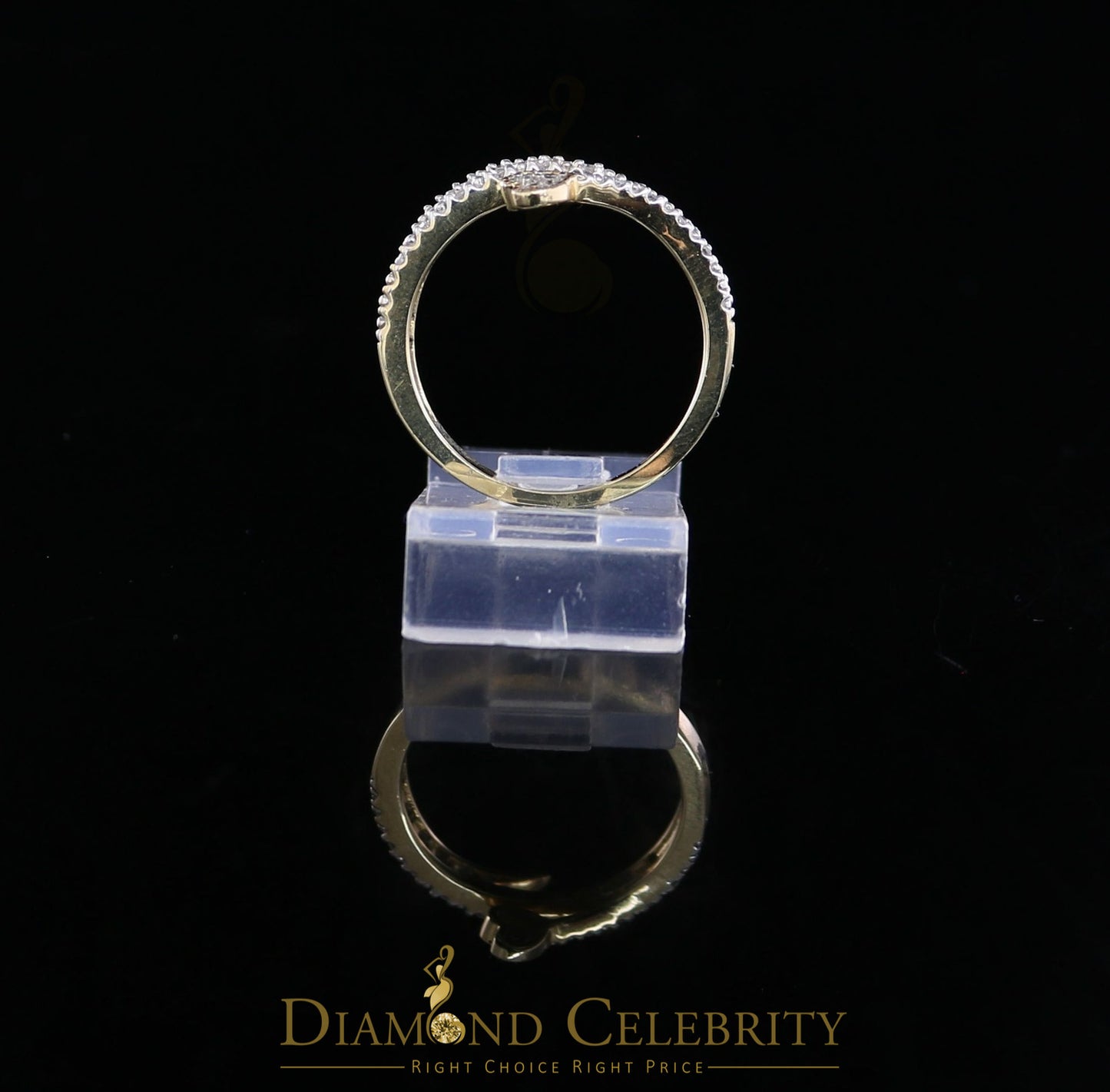 DiamondCelebritees Real 10kt Real Yellow Gold Real Diamond 0.12CT Heart Shape Womens Ring Size 7