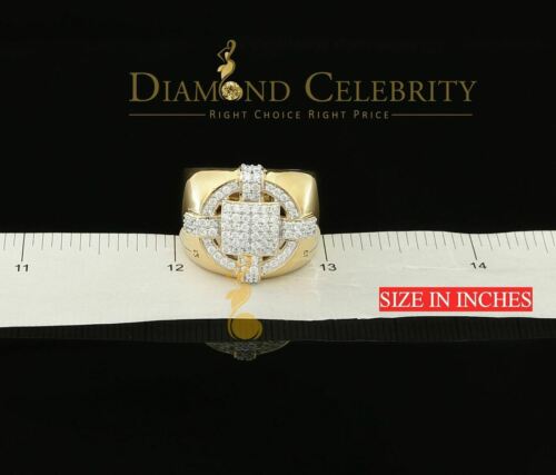 DiamondCelebritees Yellow Silver Square 1.70ct Cubic Zirconia Men Adjustable Ring From SZ 9 to 11