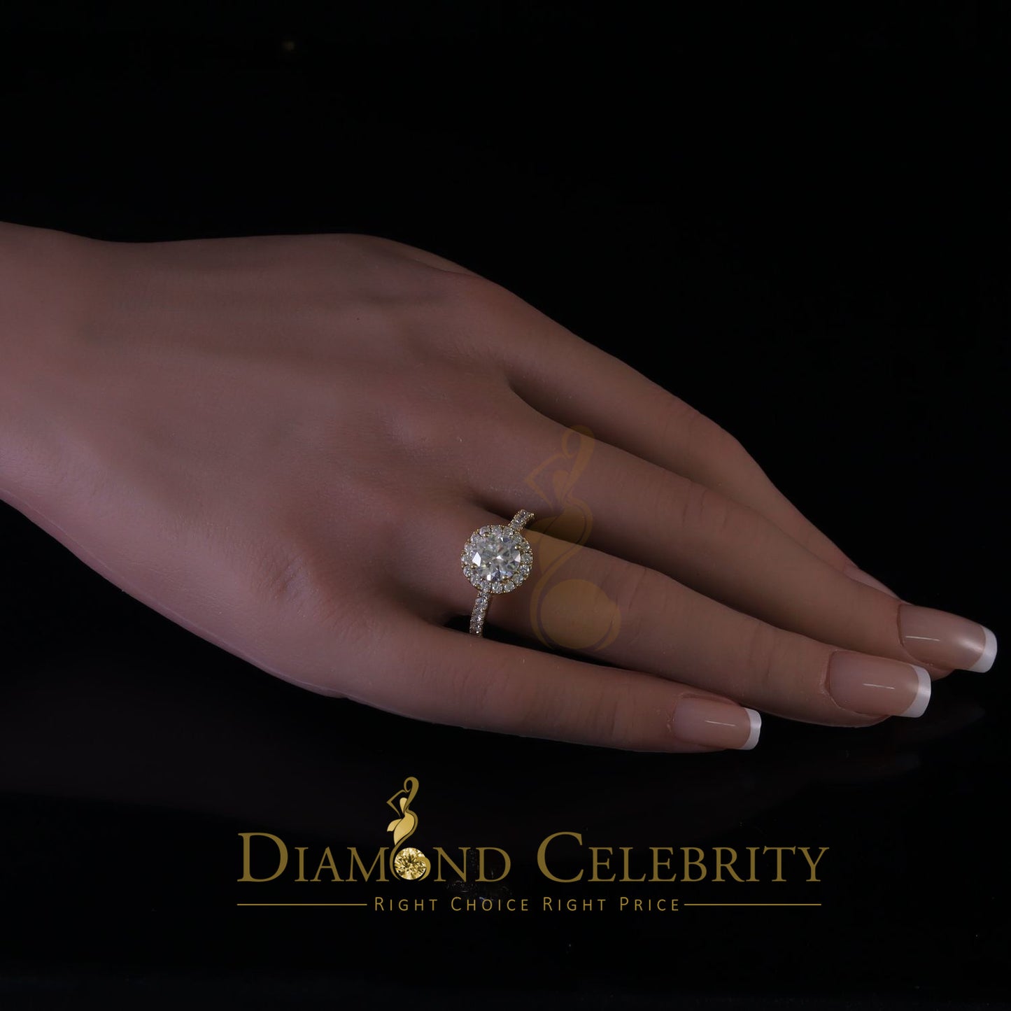 King Of Blings 10K Yellow Gold 3.00CT VVS' 'FL' D clr Round Moissonite Womens Ring S/7