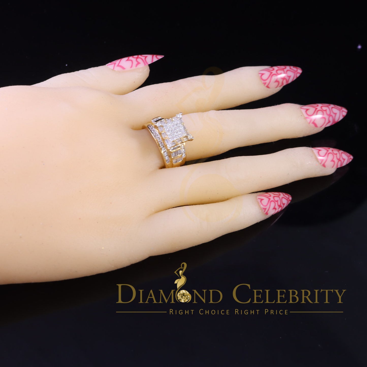 DiamondCelebritees 925 Yellow Square 2.34 ct Cubic Zirconia Silver Engagement Men's Ring Size 8