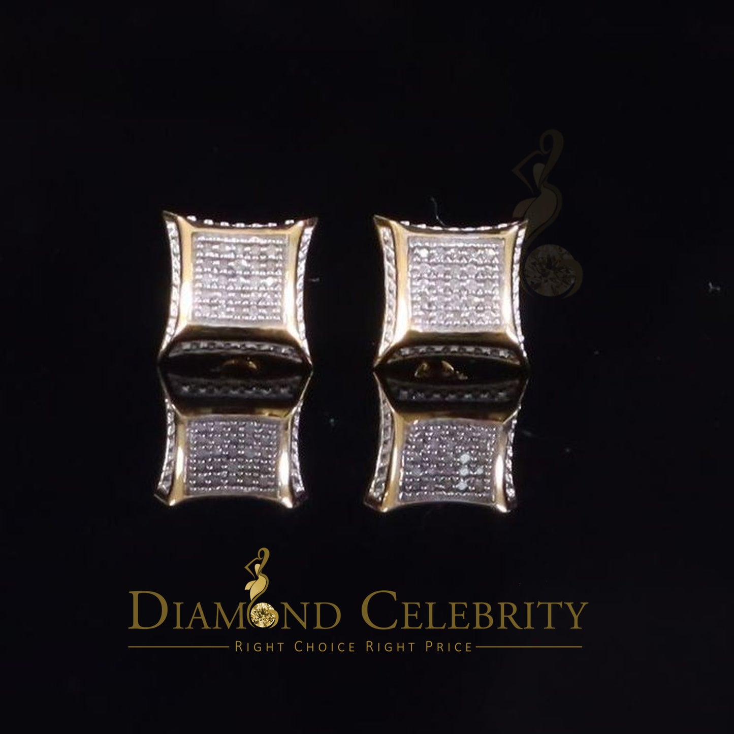 DiamondCelebritees10K Yellow Real Gold Stud Earring with Real 0.20ct Diamond earrings