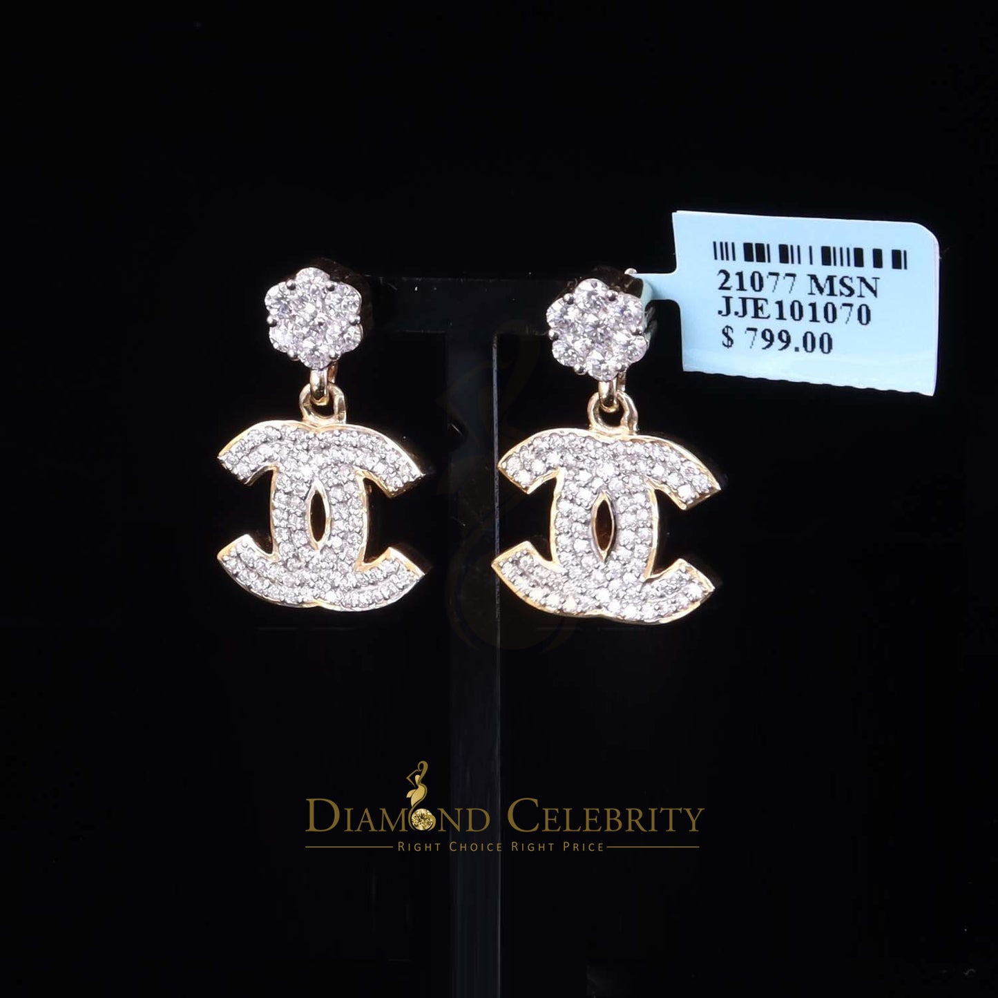 DiamondCelebritees Mens/Womens 925 Silver Yellow 1.00ct VVS 'D' Moissanite Chanel stud Earrings