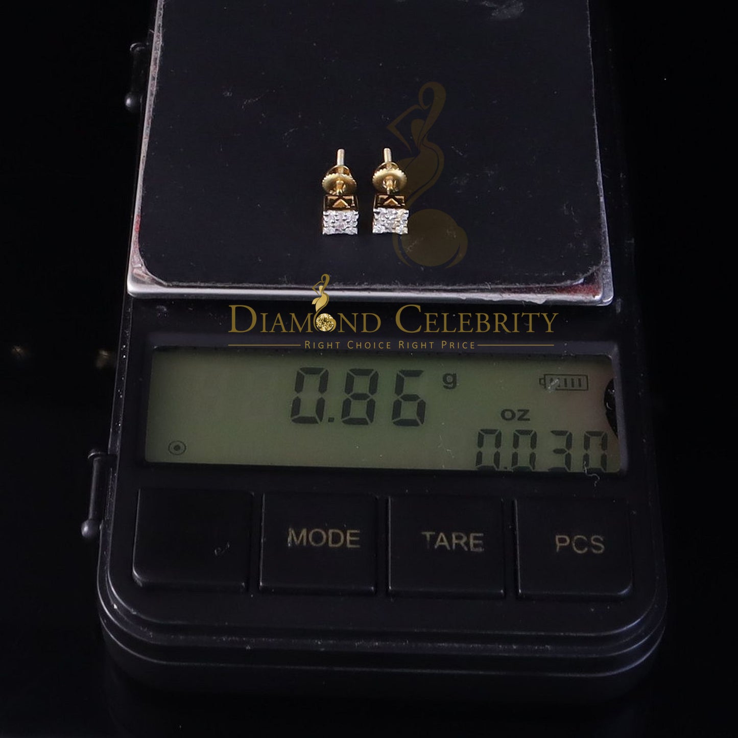 DiamondCelebritees Square Women & Men 925 Silver Yellow 0.25ct VVS D Moissanite Square Stud Earring