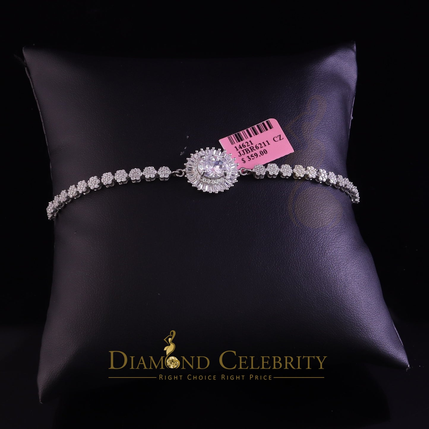 Diamondcelebritees 925 Silver Sun Shape White Bracelet Cubic Zirconia Adjustable Size 7 Inches