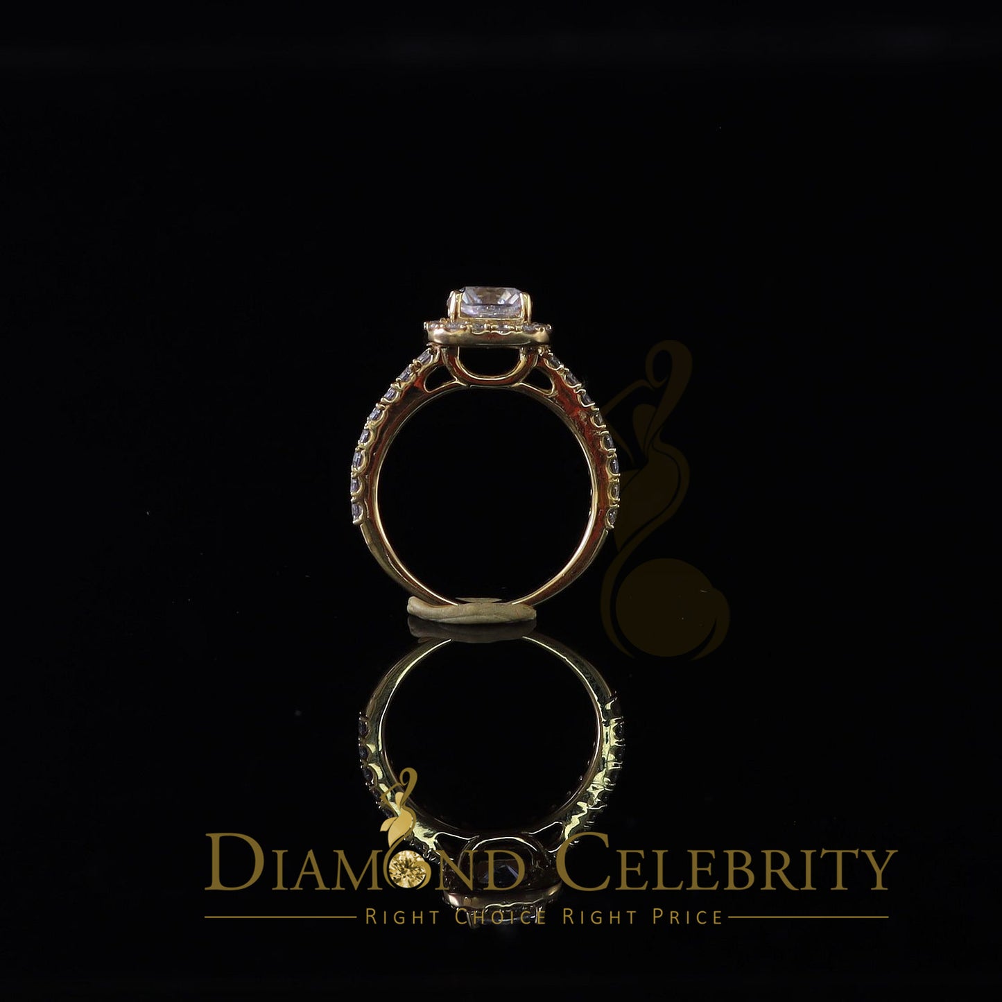 King Of Blings 10K Yellow Gold 2.50CT 'VVS' 'FL' D clr Moissonite Womens Cushion Cut Ring S/7
