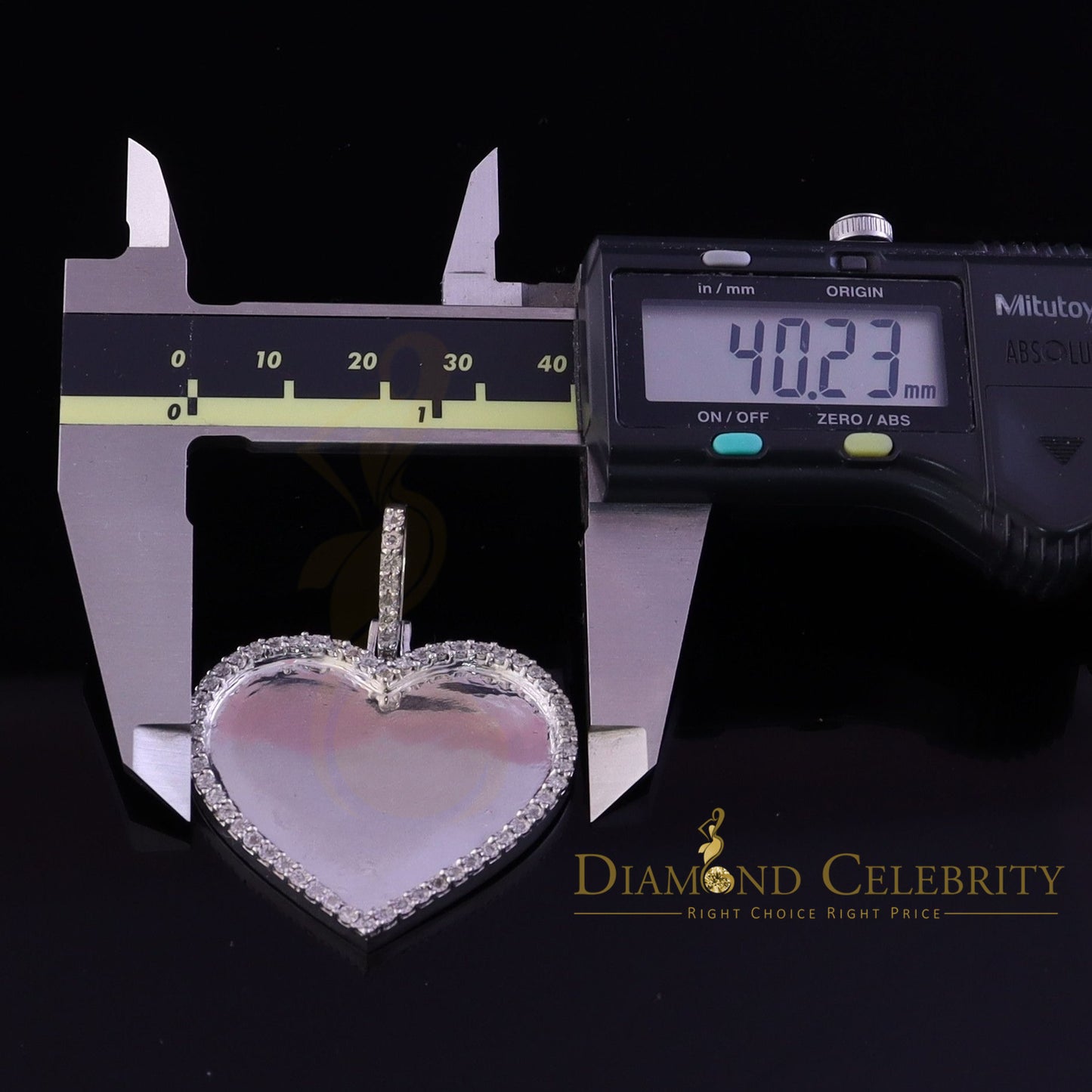 DiamondCelebritees Real 0.33ct Diamond 925 Sterling Silver "1.50" Heart PICTURE Charm White Pendant