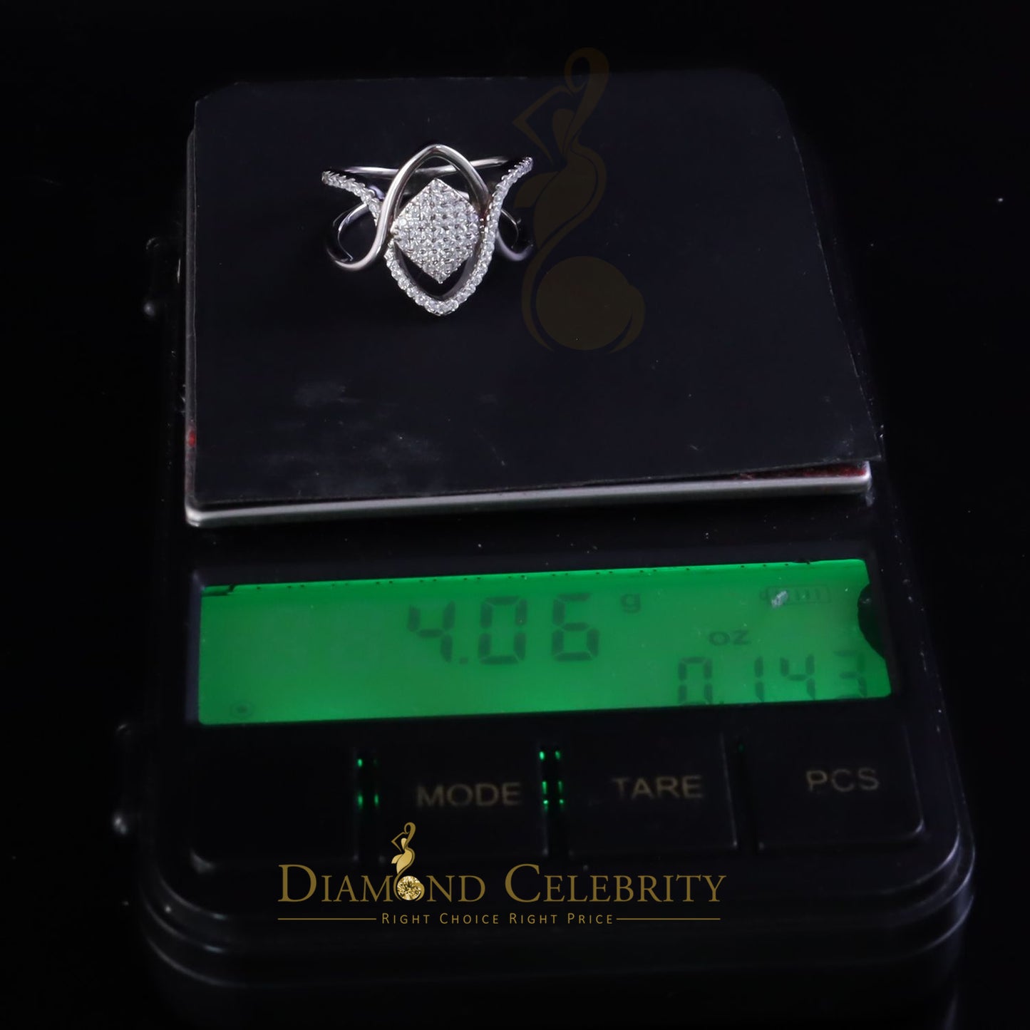 DiamondCelebritees 25 Cubic Zirconia Silver Kite Shape Natural White stones With Womens Ring Size 7