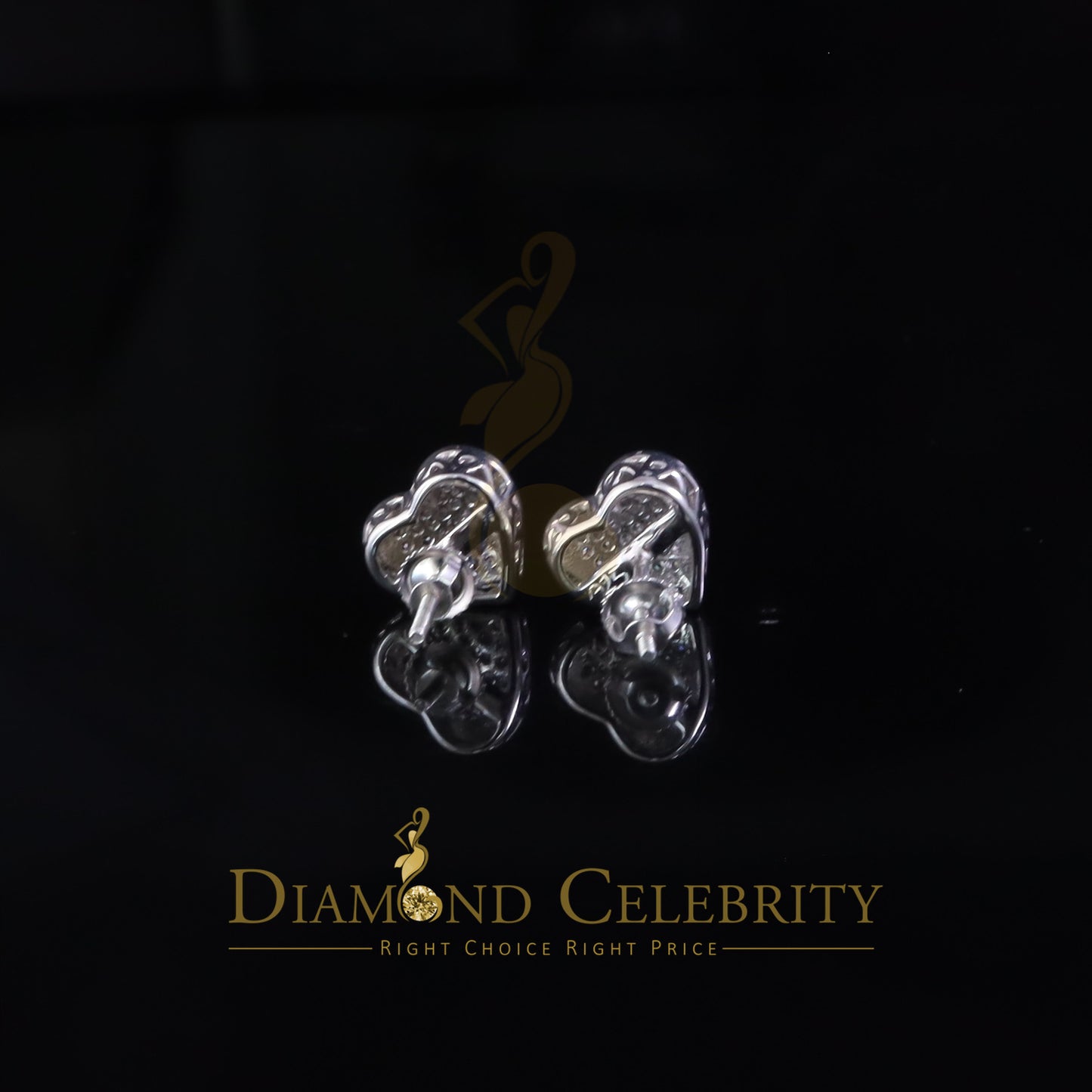 DiamondCelebritees 925 Sterling White Silver 0.71ct Cubic Zirconia Heart Women's Stud Earrings