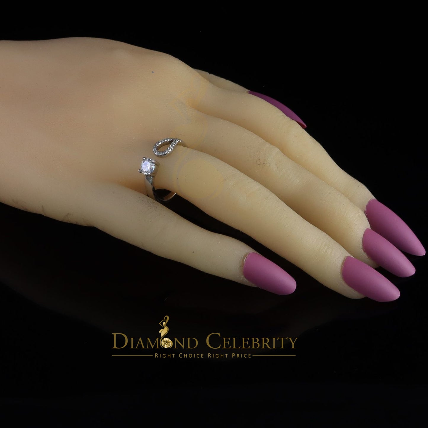 DiamondCelebritees 925 Sterling White Silver 1.00ct Cubic Zirconia Engagement Womens Ring Size 7