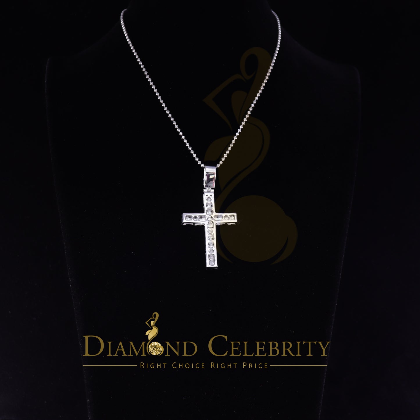 DiamondCelebritees Real 0.33ct Diamond Sterling Silver CROSS White Charm Fashion Necklace Pendant