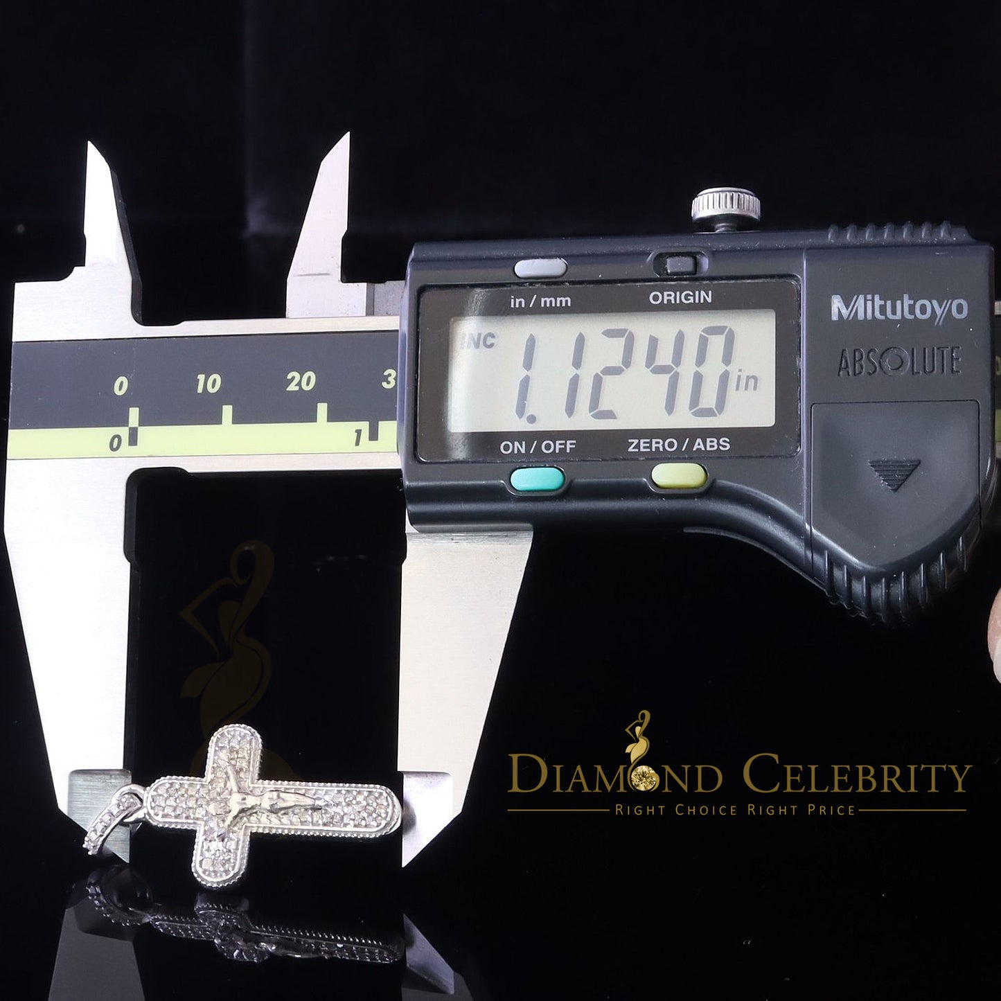 DiamondCelebritees Real 0.33ct Diamond Sterling Silver White Cross Pendant