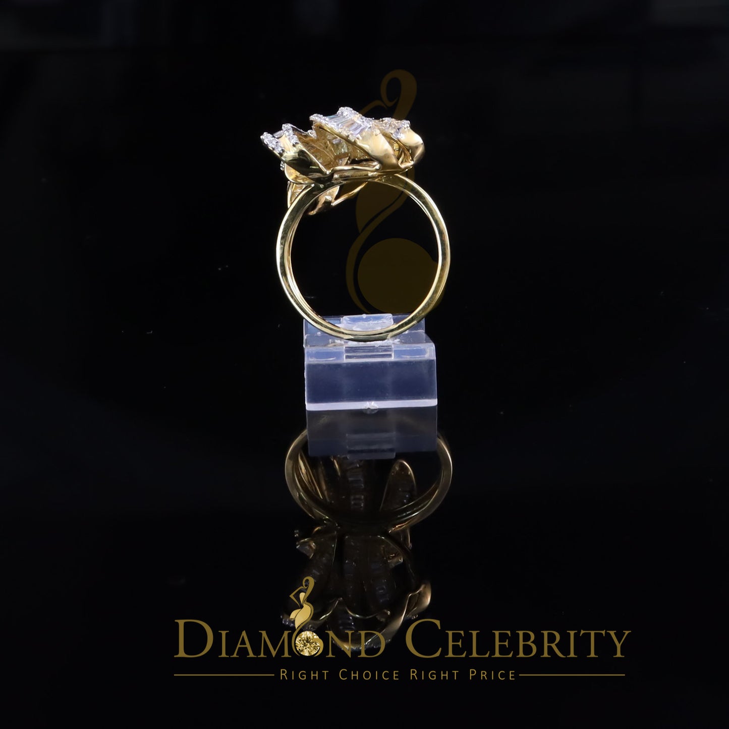 DiamondCelebritees 4.20ct Cubic Zirconia In 925 Sterling Yellow Silver Cocktail Womens Ring Size 9