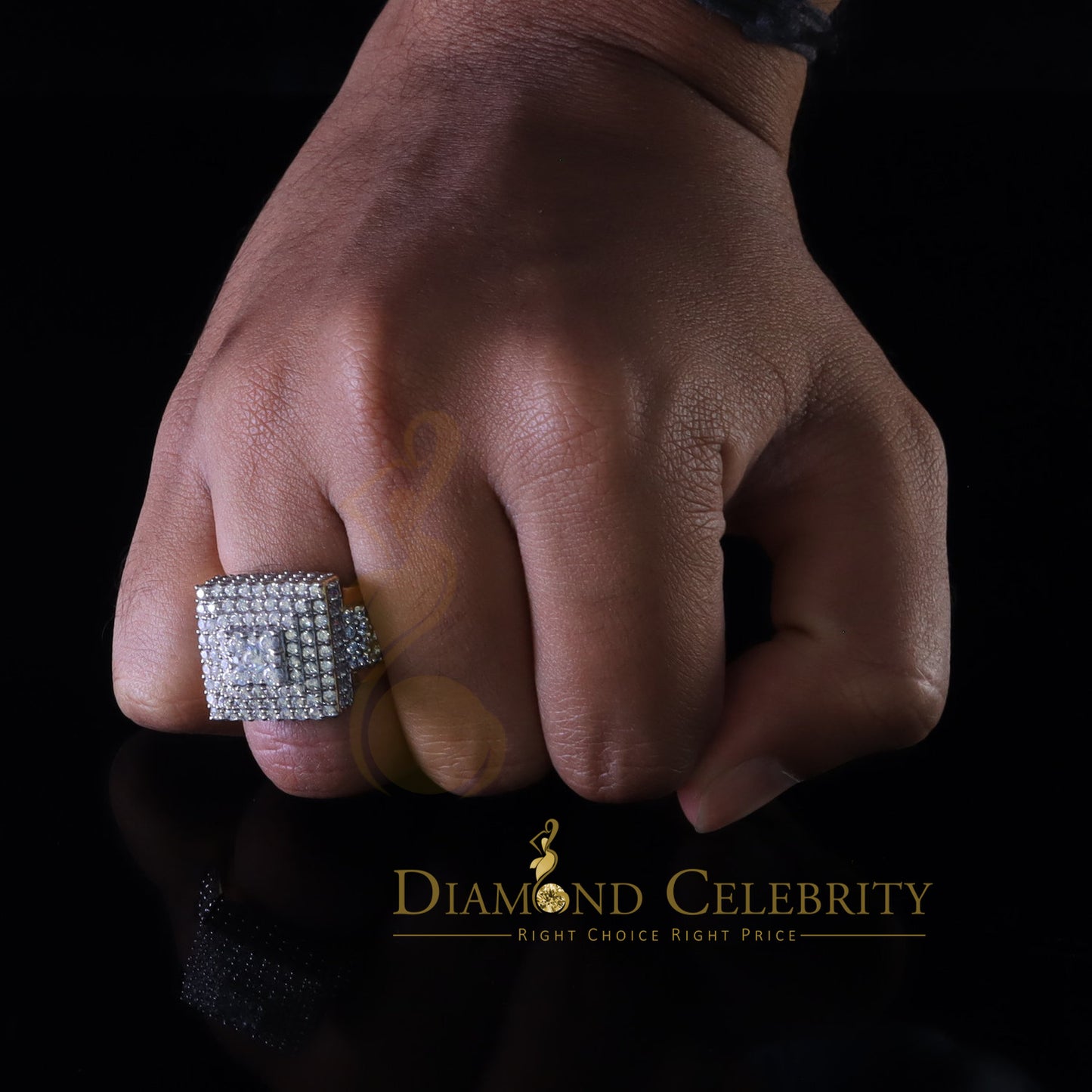 DiamondCelebritees 925 Sterling Yellow Silver 14.0ct Cubic Zirconia Square Womens Gifts Ring Size 8