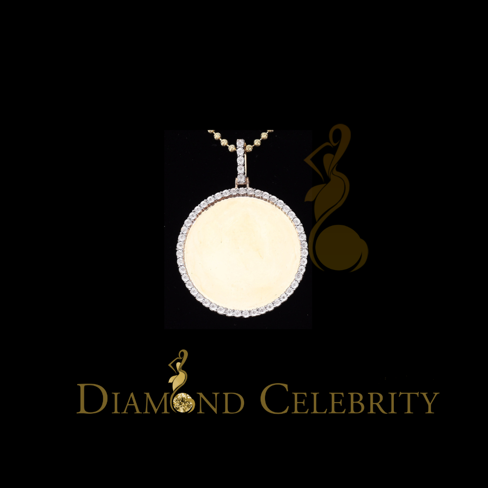 DiamondCelebritees Real 0.25ct Diamond 925 Sterling Silver 2" PICTURE Charm Fashion Yellow Pendant