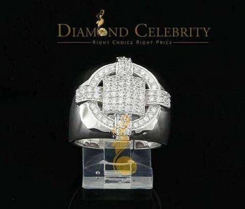 DiamondCelebritees White Silver Square 1.70ct Cubic Zirconia Men's Adjustable Ring From SZ 9 to 11