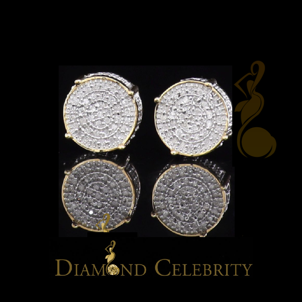 DiamondCelebritees 925 Sterling Silver Yellow Hip Hop 0.40ct Diamond Men's/ Women's Stud Earrings