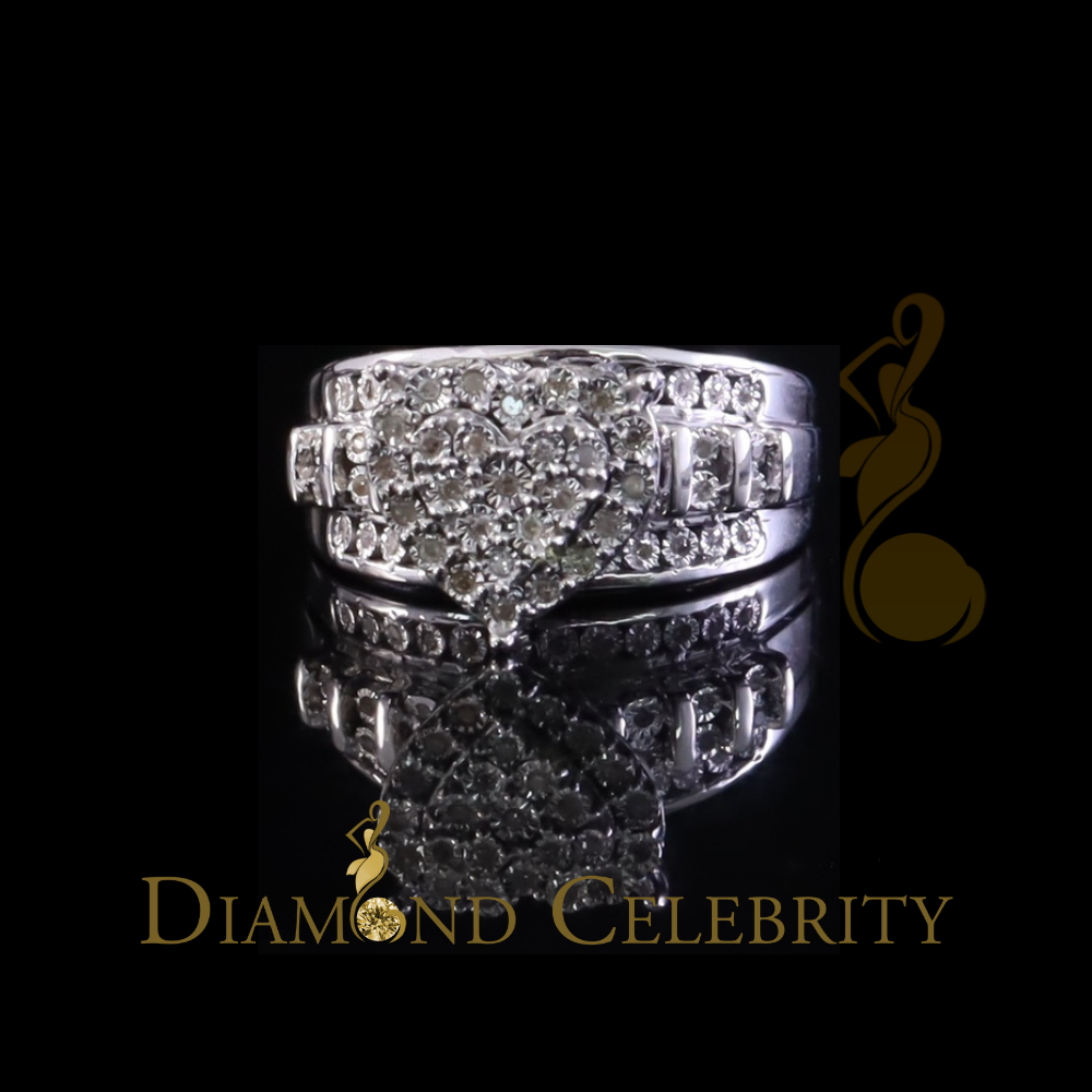 DiamondCelebritees New Cindarella Heart Ring SZ7 Real Diamond 0.25ct White 925 Silver for Women