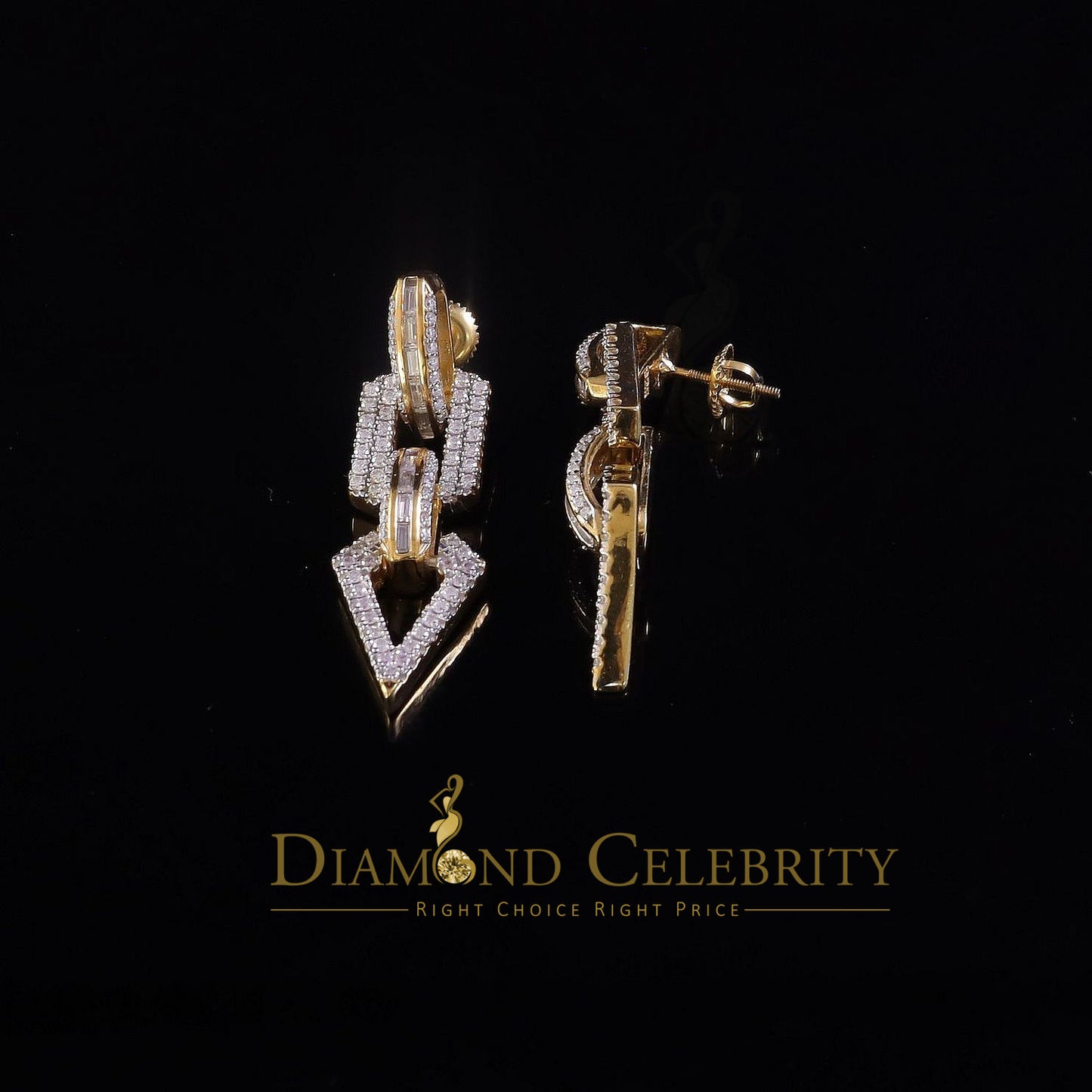 Diamondcelebritess New 925 Silver Yellow 2.00 CT VVS 'D' Moissanite Womens Bugget Dangling Earrings