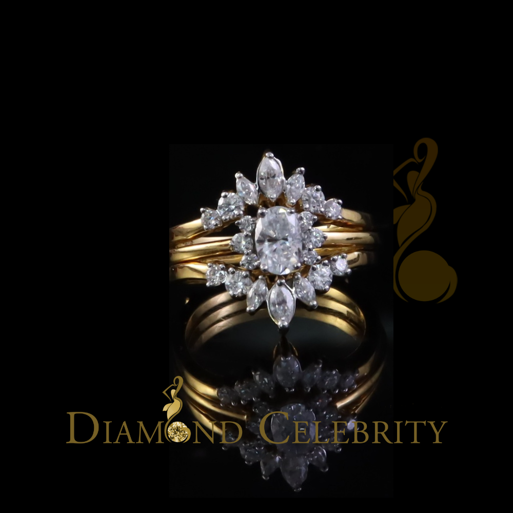 DiamondCelebritees 925 Silver Yellow 1.25ct VVS D Oval Solitaire Moissanite Bridal Insert Ring SZ 7
