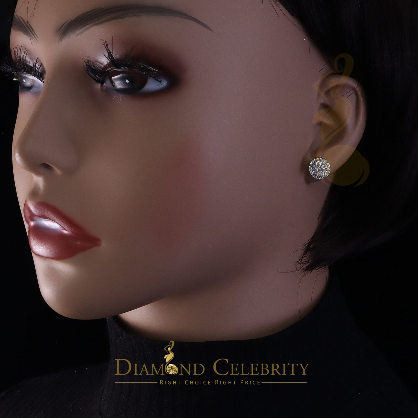 DiamondCelebritees 925 Silver Yellow 1.00ct VVS D Moissanite Round Stud Earring for Women's/Men's